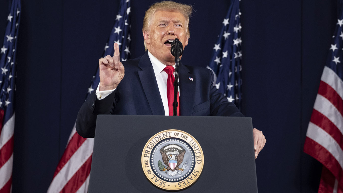 President Donald Trump speaks at Mount Rushmore National Memorial, Friday, July 3, 2020, near Keystone, S.D