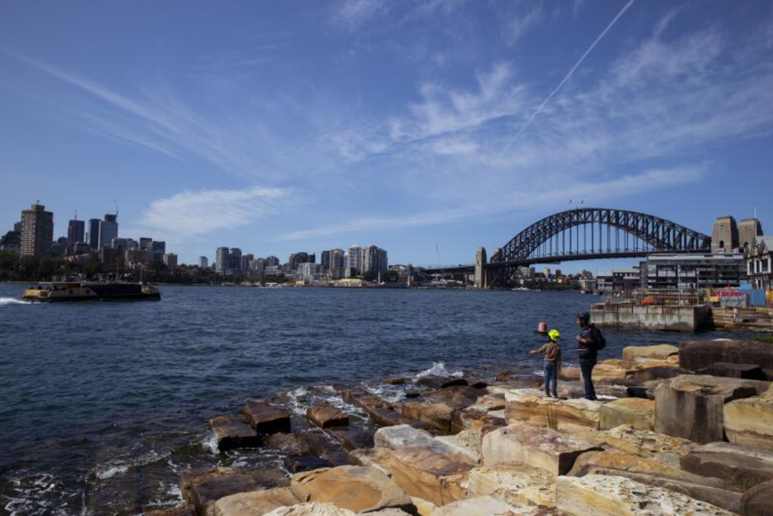 The Sydney Harbour Bridge as seen from Barangaroo Reserve in Sydney