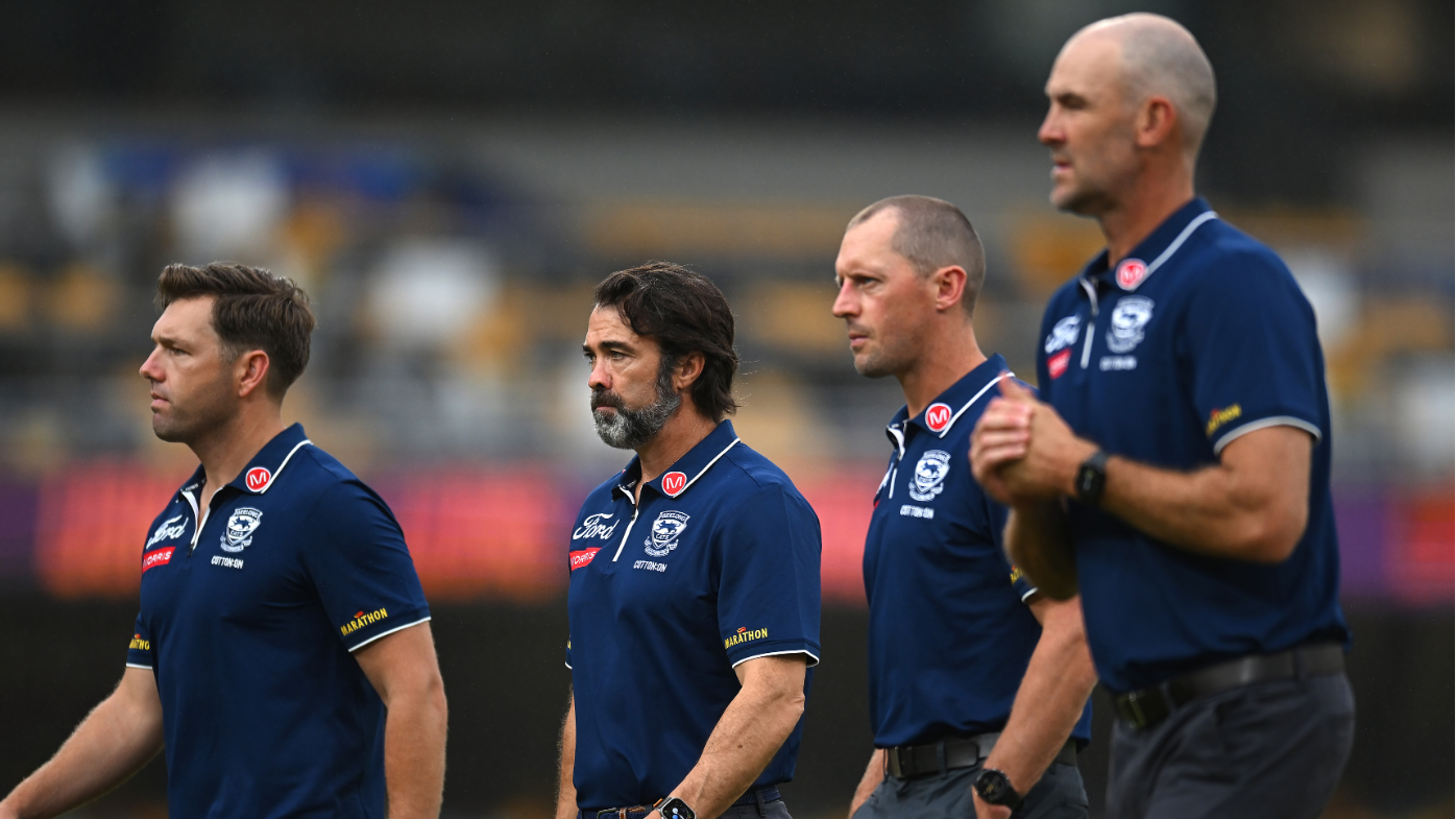 Chris Scott and Geelong's coaching staff during Gather Round