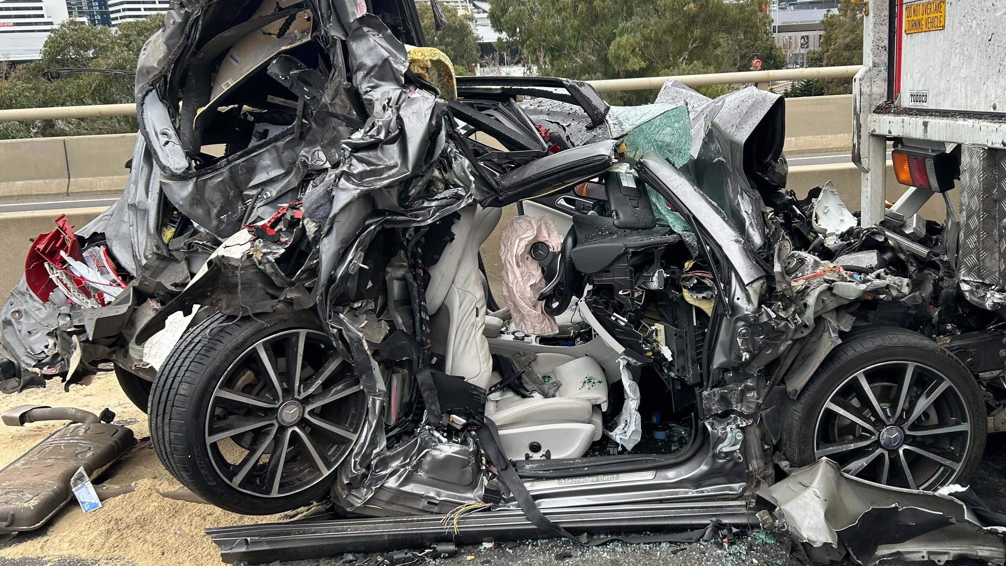 One person is critical after a horse float, car and truck collide in Melbourne 