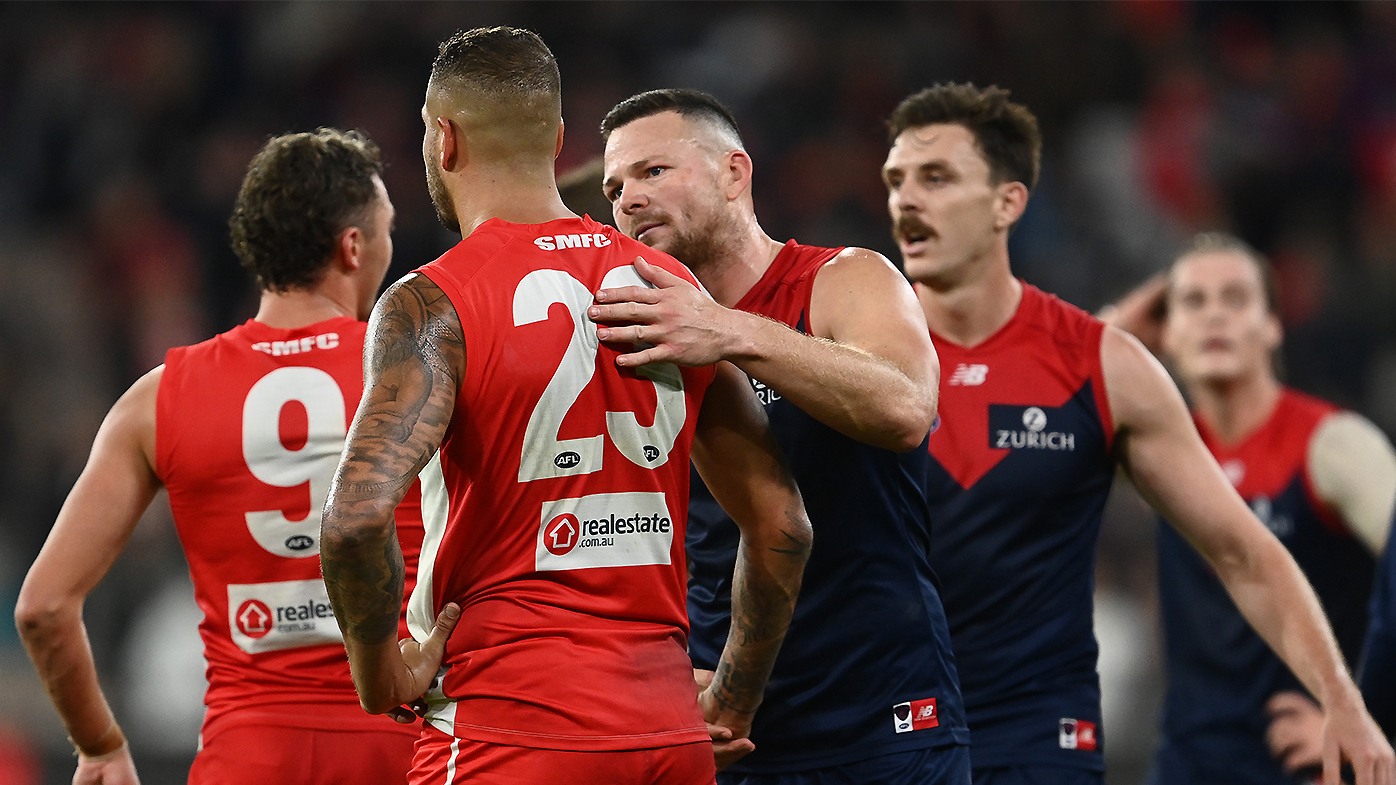 Lance Franklin and Steven May