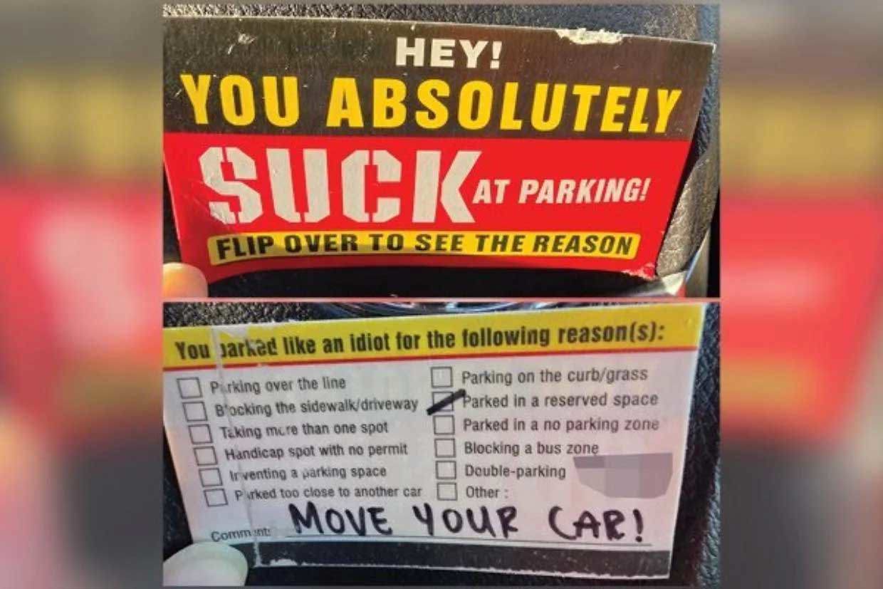 This note was no surprise to the resident who found it on his windscreen.