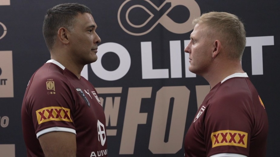NRL great Justin Hodges threatens to whip Ben Hannant before their fight, video