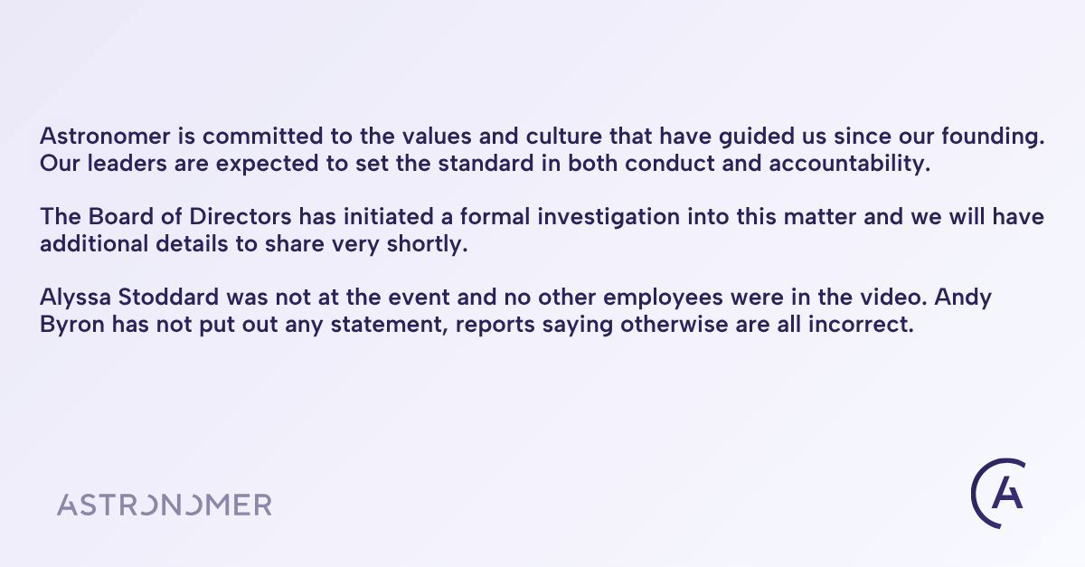 Astronomer's statement on Coldplay kiss cam drama