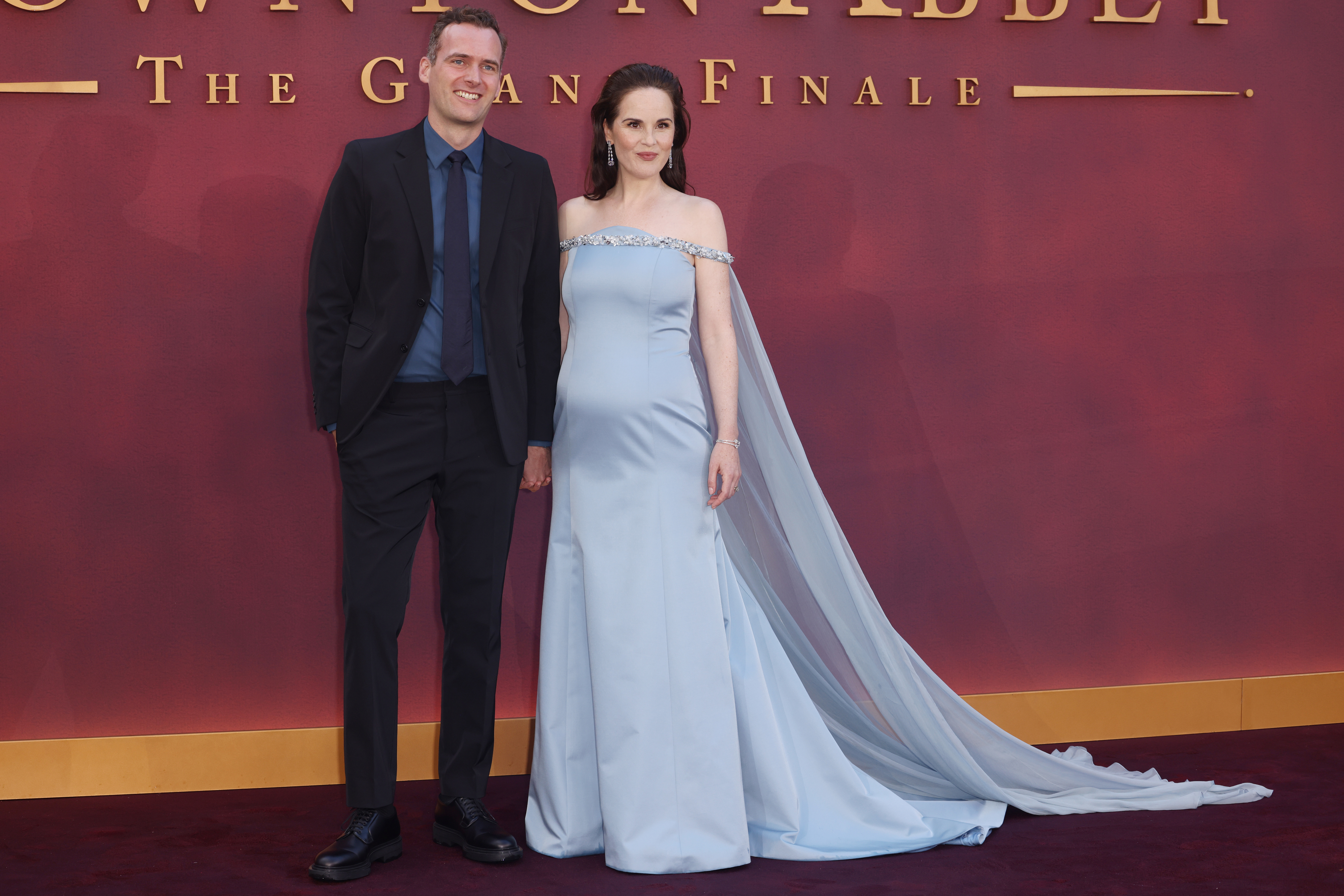 LONDON, ENGLAND - SEPTEMBER 03: Jasper Waller-Bridge and Michelle Dockery attend the "Downtown Abbey: The Grand Finale" world premiere at Odeon Luxe Leicester Square on September 03, 2025 in London, England. (Photo by Neil Mockford/WireImage)