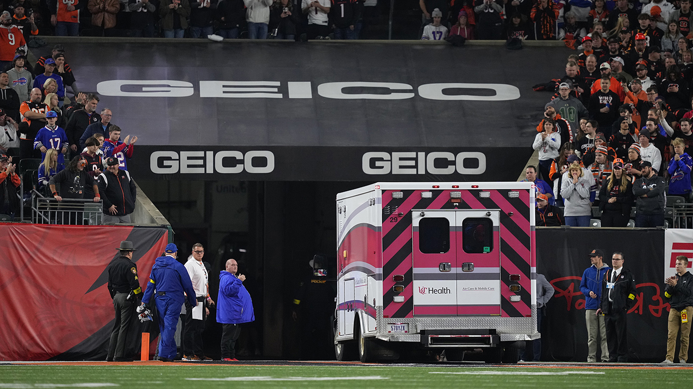 NFL player Damar Hamlin collapses, taken from field in an ambulance