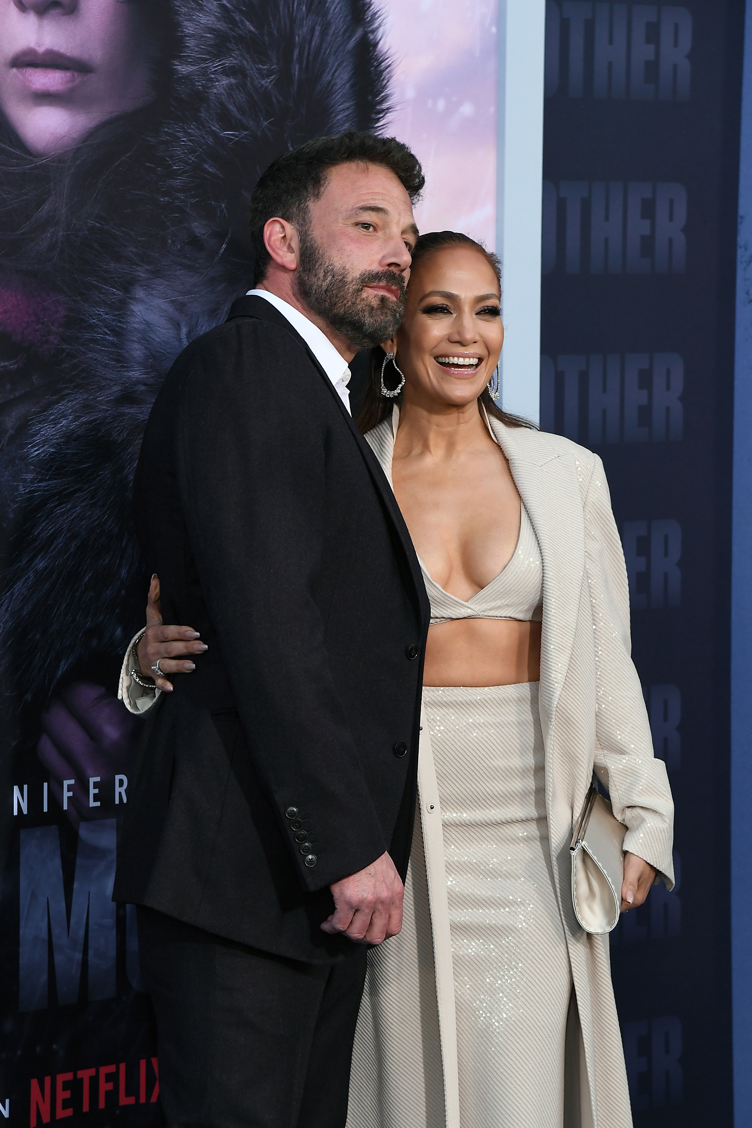 LOS ANGELES, CALIFORNIA - MAY 10: (L-R) Ben Affleck and Jennifer Lopez attend the Los Angeles premiere of Netflix's "The Mother" at Westwood Regency Village Theater on May 10, 2023 in Los Angeles, California. (Photo by Jon Kopaloff/Getty Images)