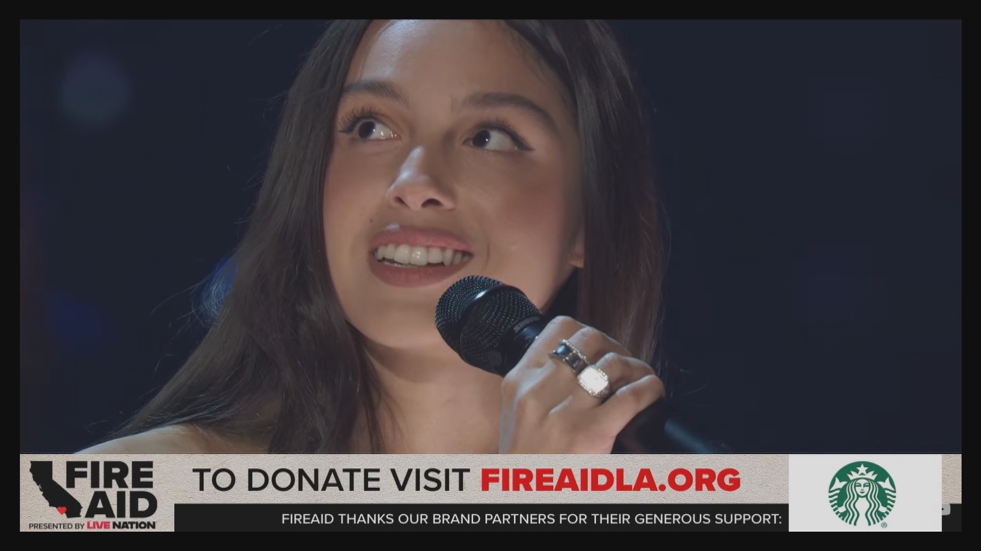 Olivia Rodrigo performs at the FireAid Benefit Concert, January 2025