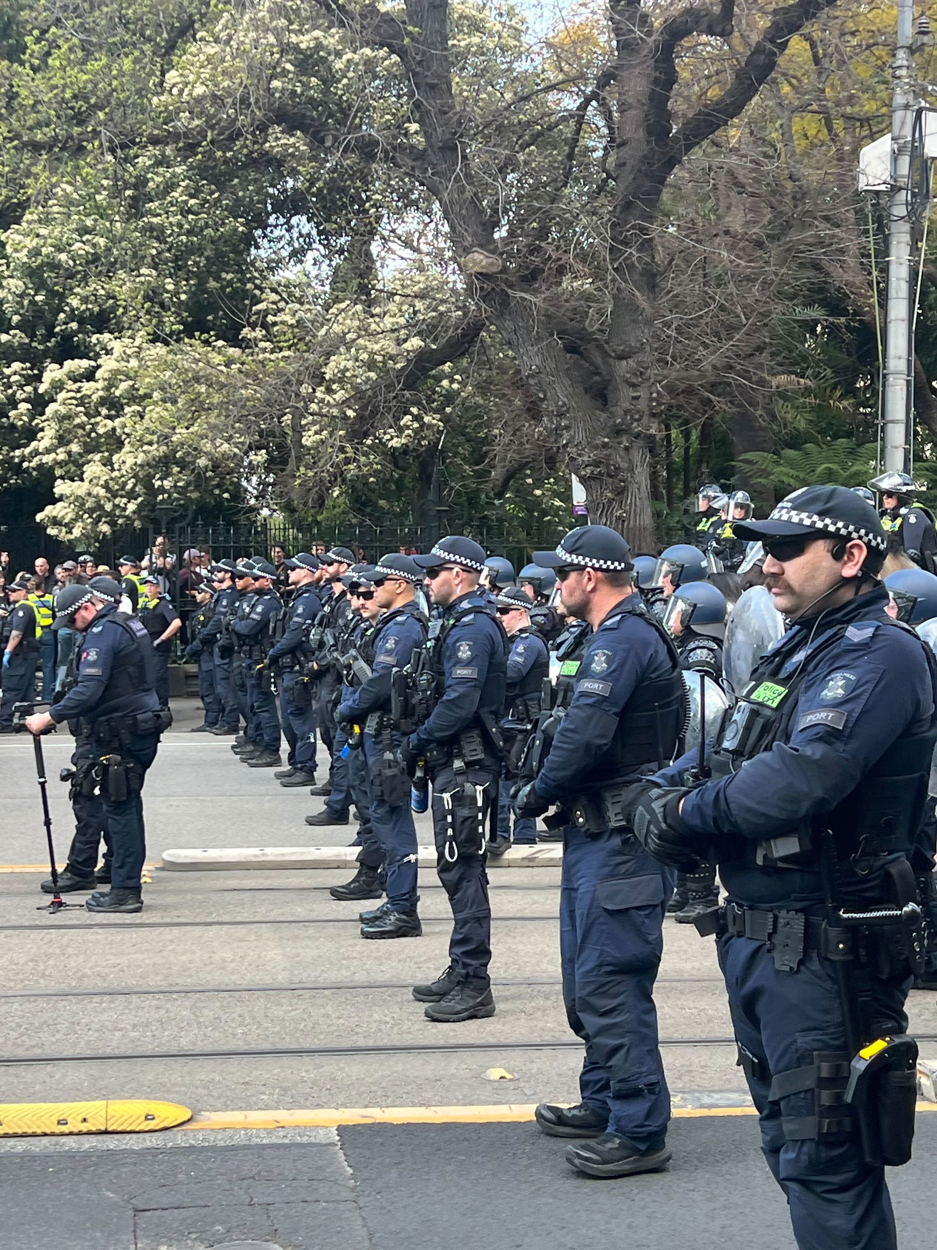 Police anti-racism protest in Melbourne