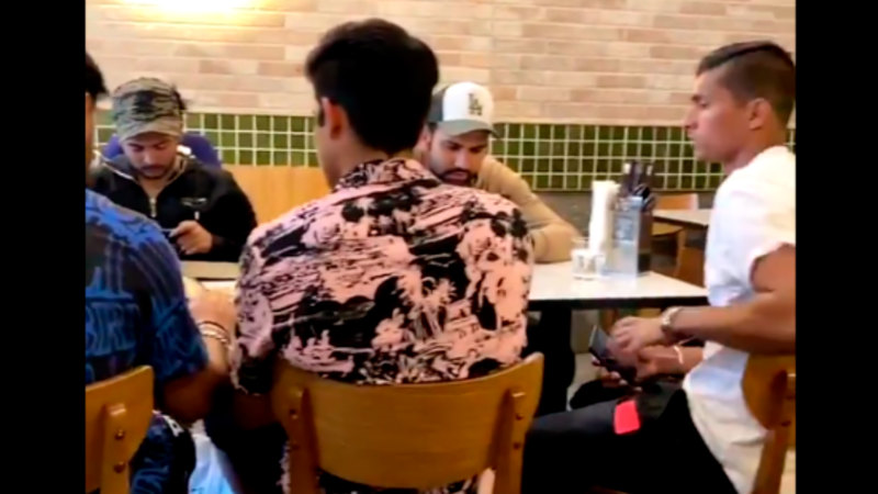 Indian players dine at a Melbourne restaurant.