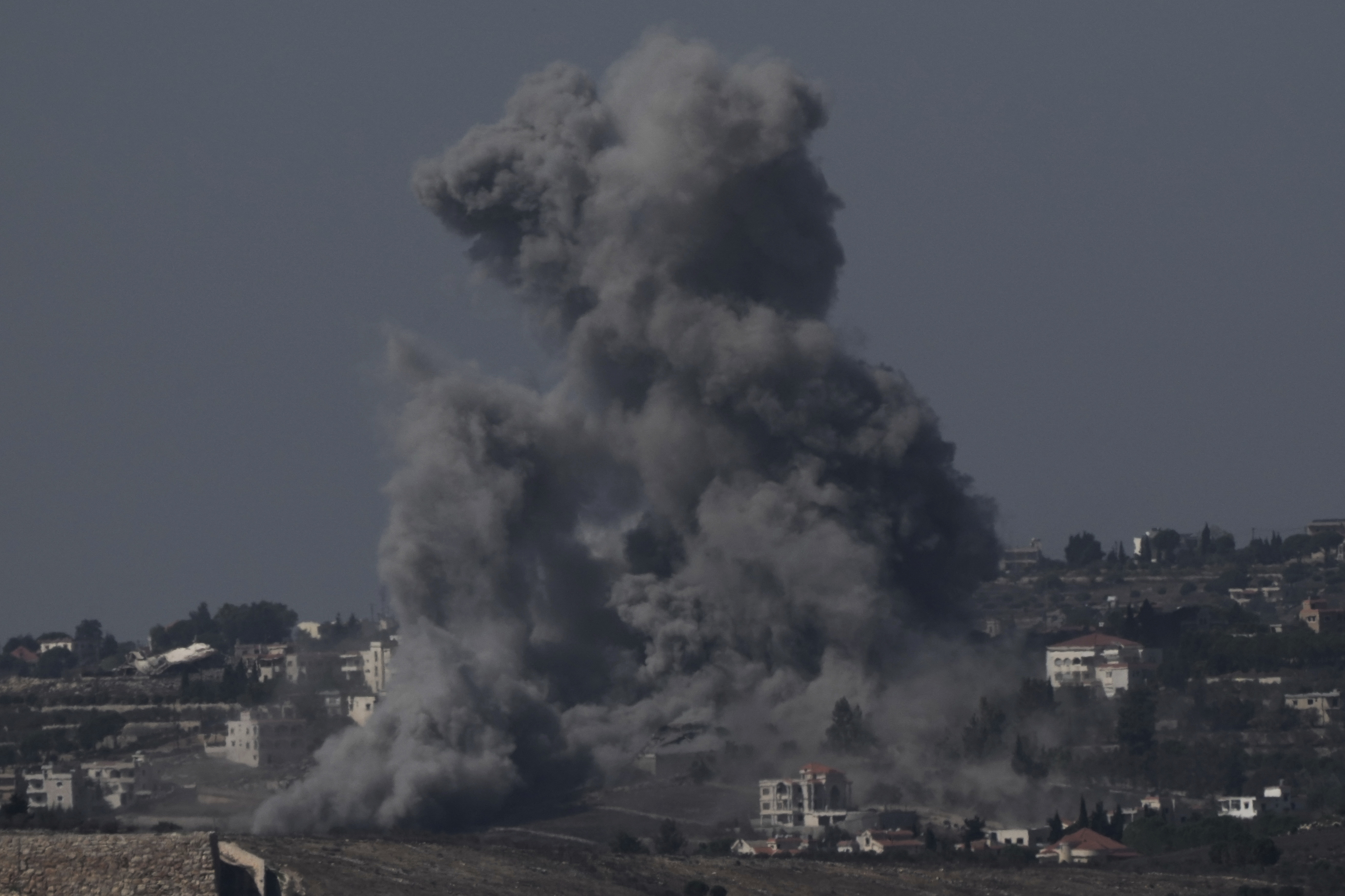 Smoke rises following Israeli bombardment in southern Lebanon as seen from northern Israel, Saturday, Oct. 5, 2024 