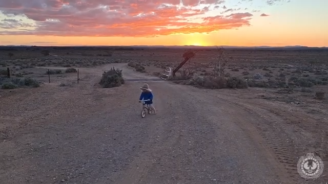Gus riding on the property at Oak Valley, South Australia.