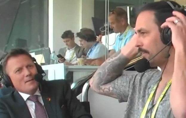 Triple M radio caller James Brayshaw (left) and former Australian quick Mitchell Johnson.