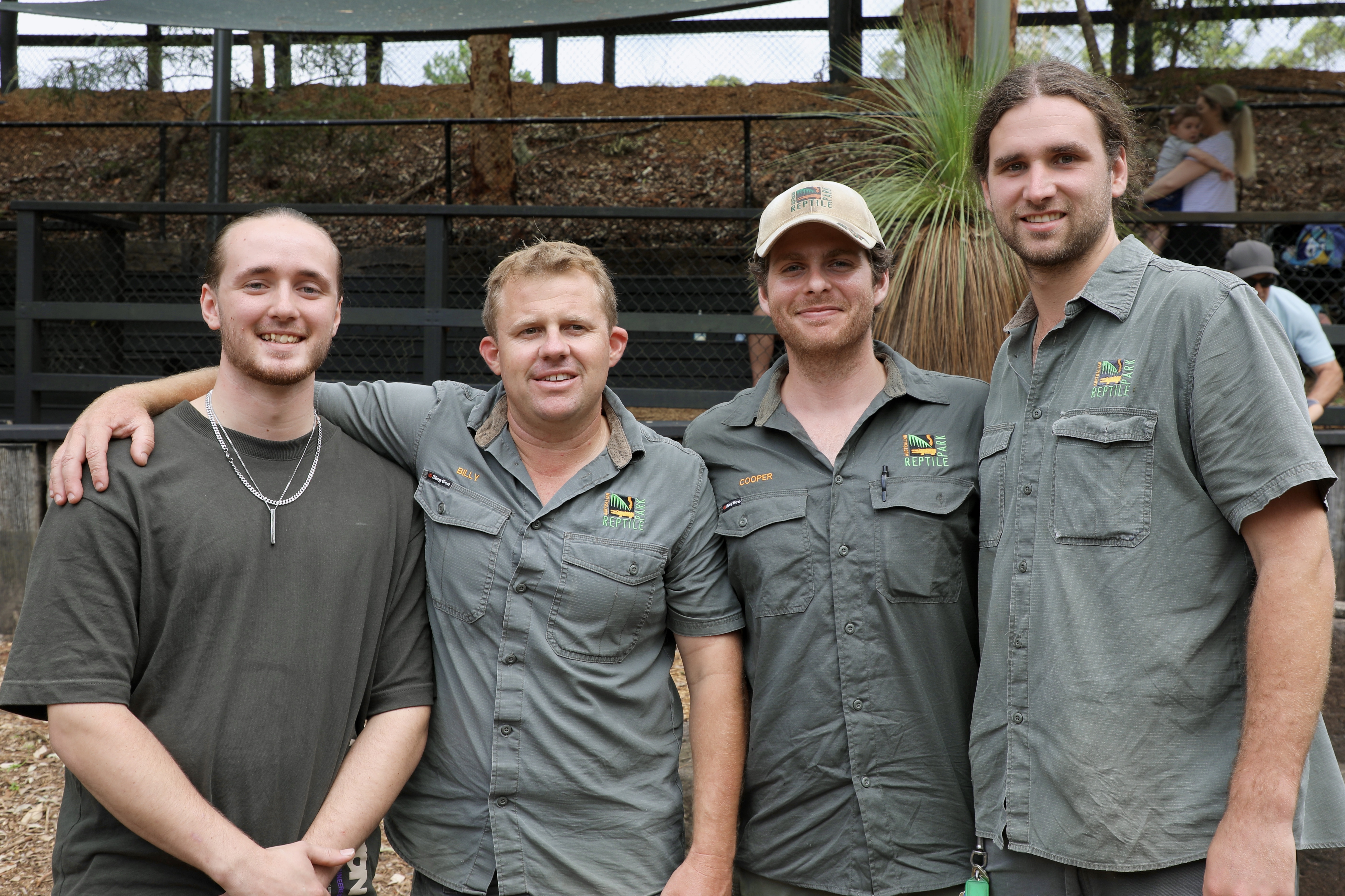 Ollie Kay with Operations Manager Billy Collet, Keeper Cooper Van Der Waal and Keeper Sam Herrmann.