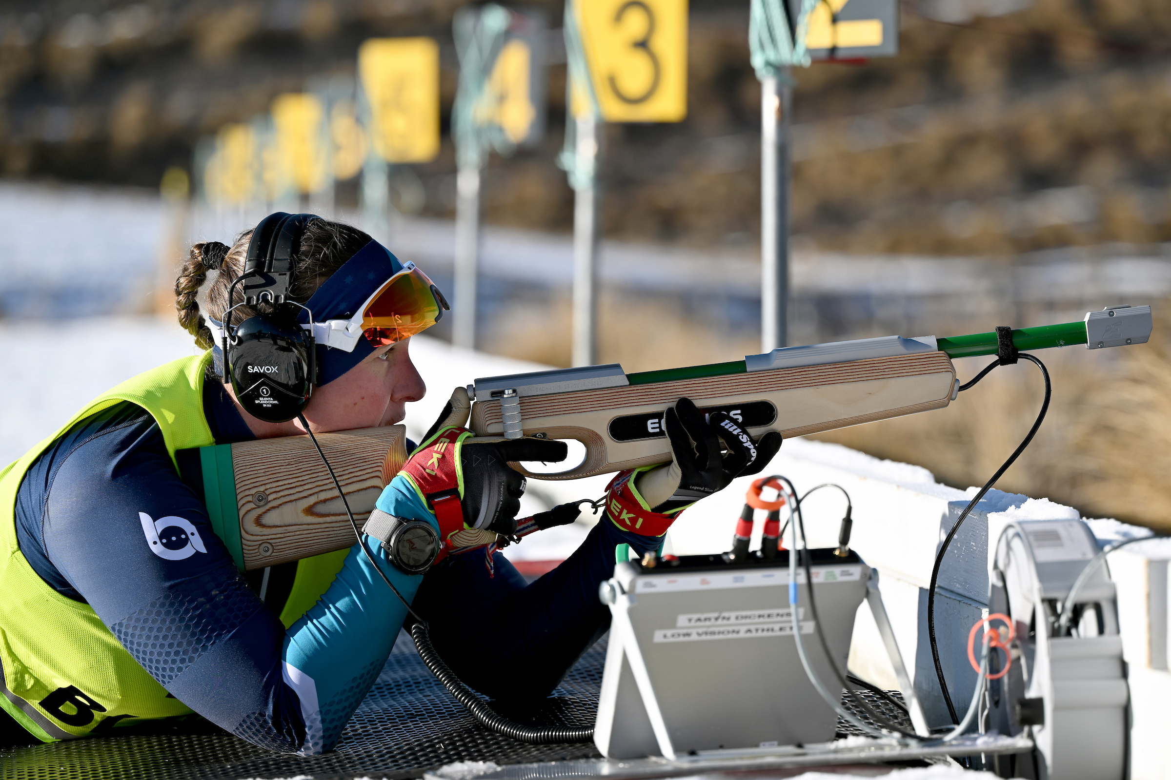 Taryn Dickens in the zone at the Winter Paralympic Games.