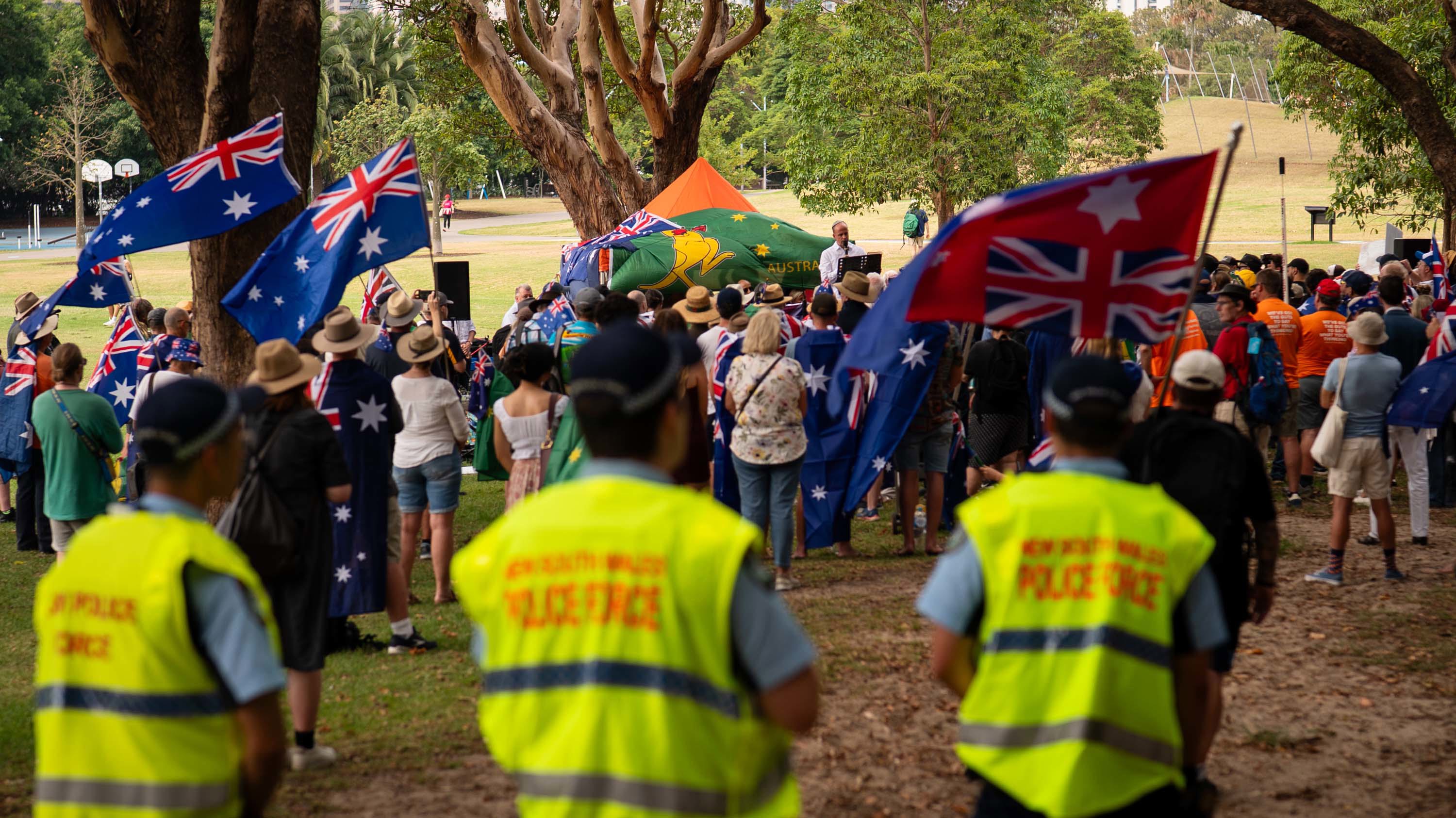 Police were monitoring the rally in Sydney.