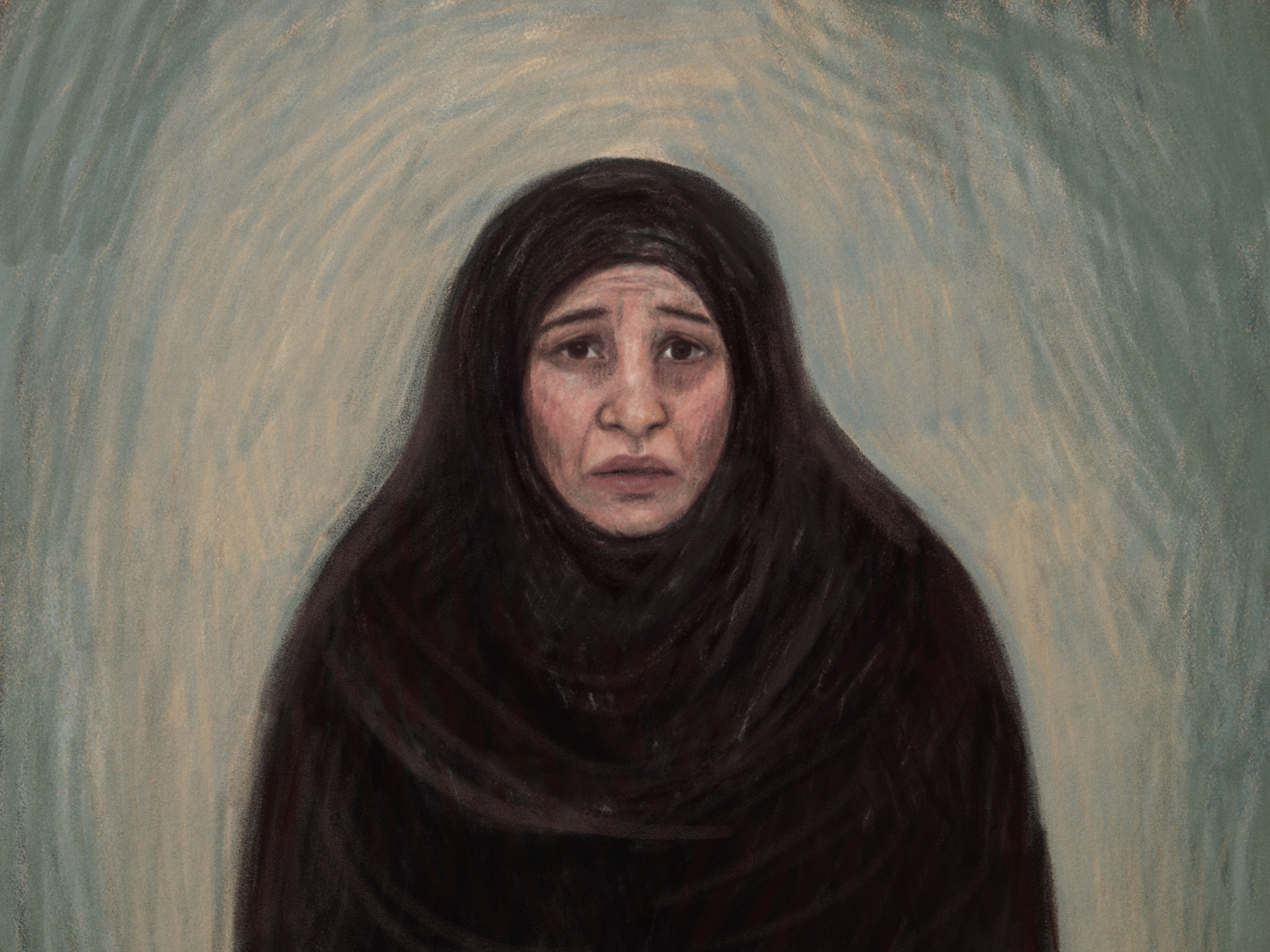 A court sketch depicts Zeinab Ahmad during her bail application in Melbourne, Friday, May 8, 2026.