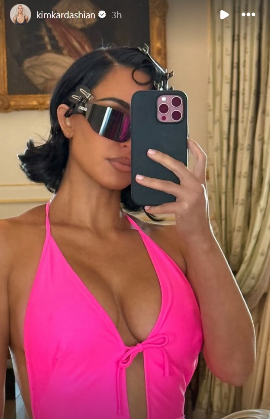 kim kardashian pink balenciaga paris fashion week