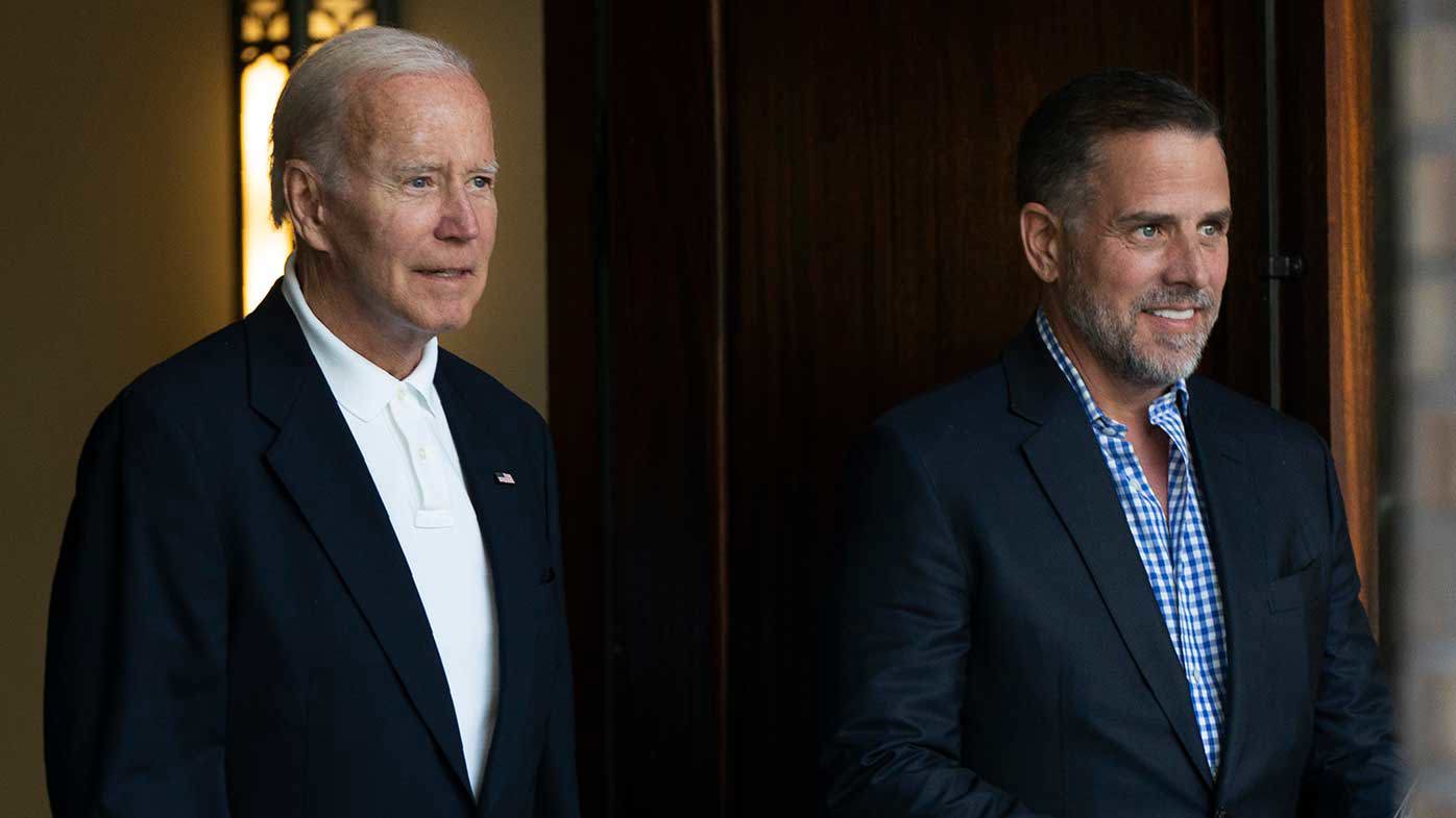Joe and Hunter Biden leaving a church service together. House Republicans have announced an investigation into the two.