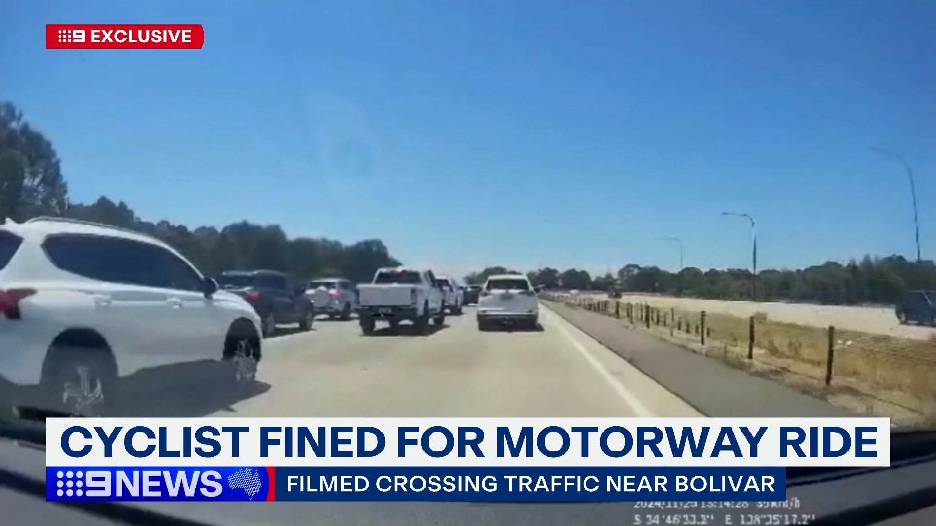 Cyclist fined for SA motorway ride.