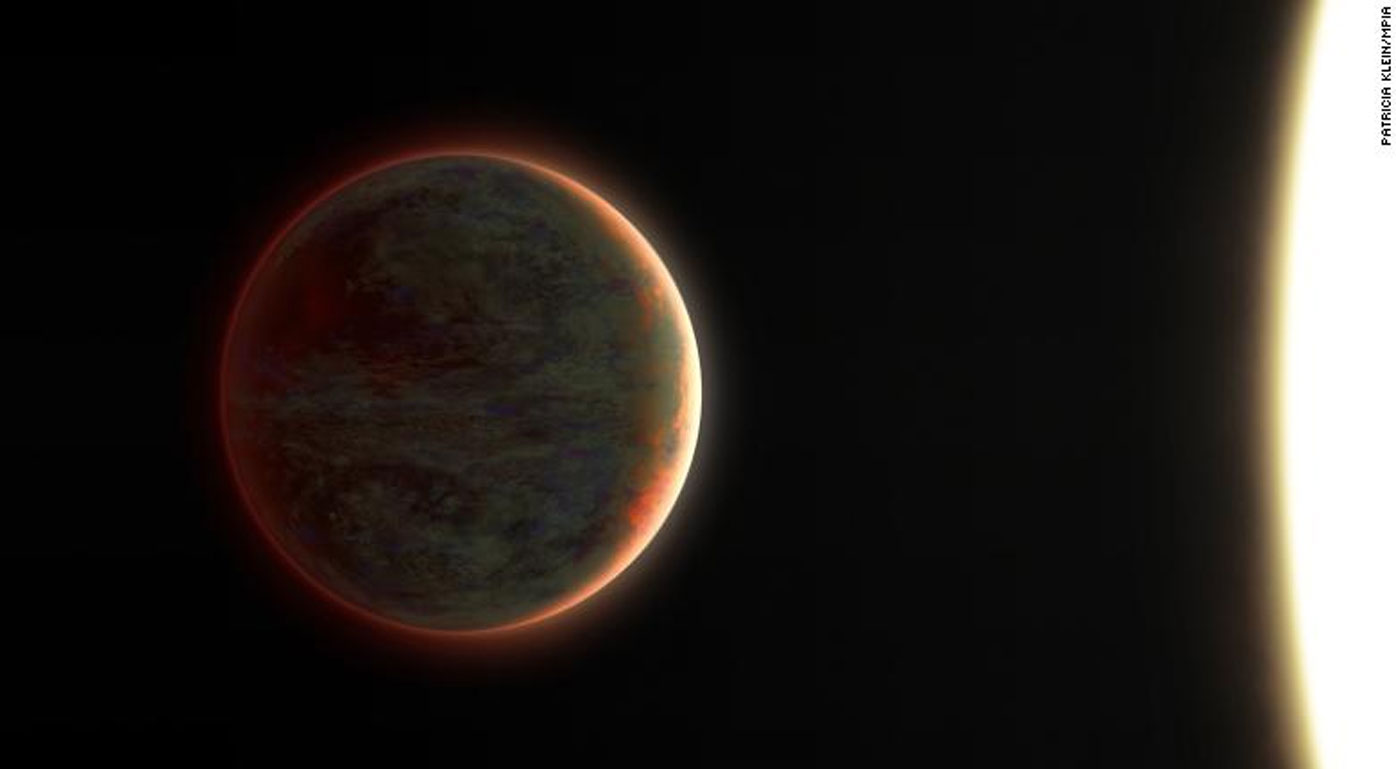 This is an artist's impression of the exoplanet WASP-121b. The world experiences extreme heating because it's so close to its star.