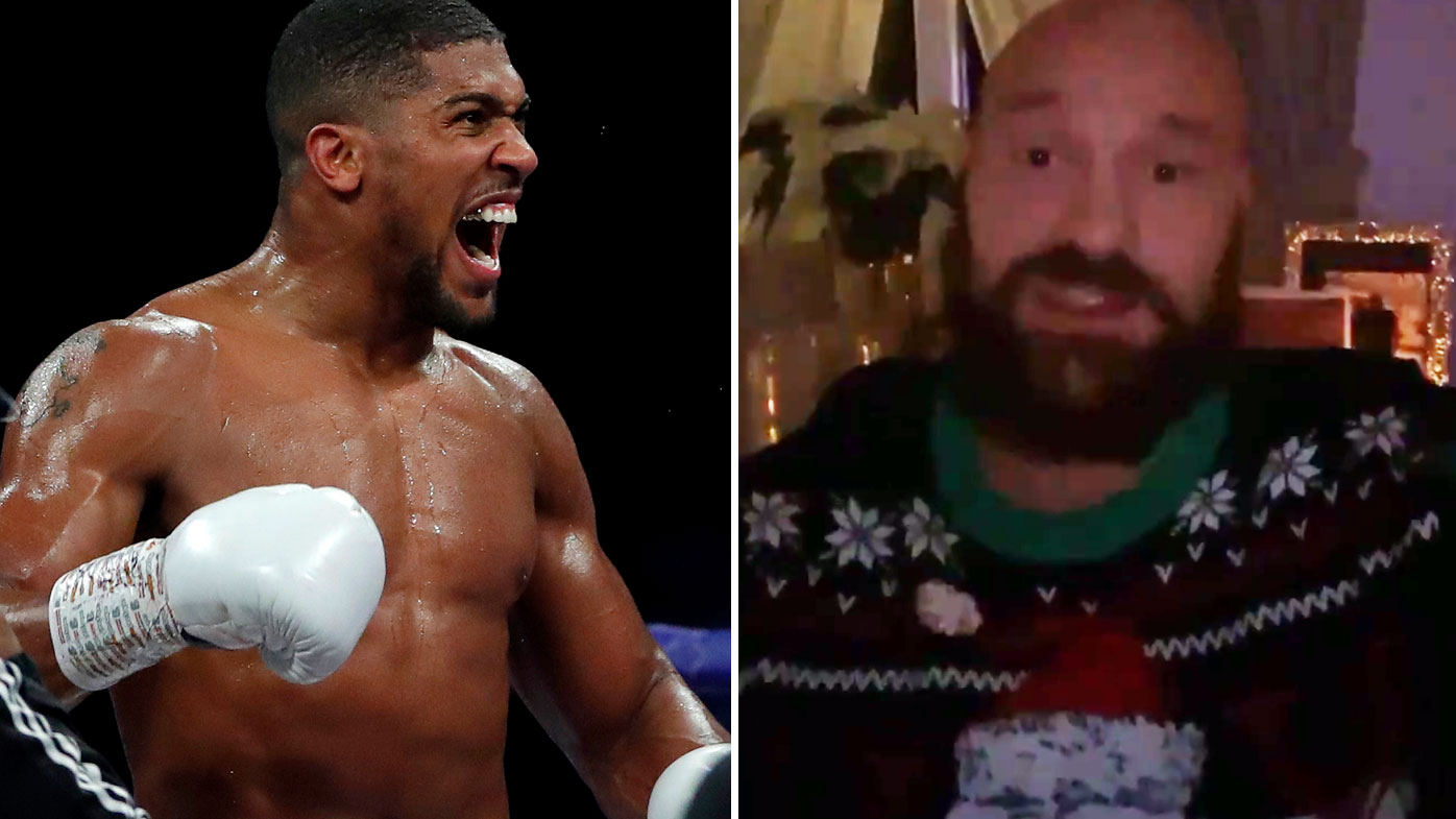 Tyson Fury calls out Anthony Joshua for unification heavyweight fight. (Getty/Twitter)