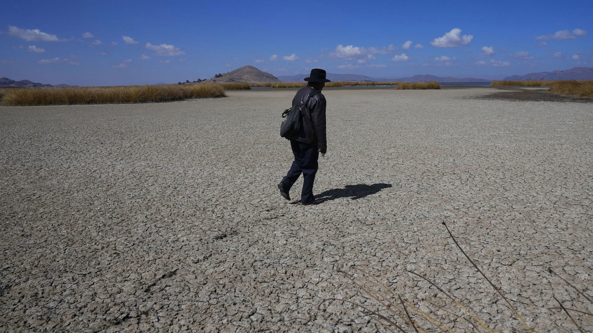 Parts of Lake Titicaca have dried out due to falling water levels.