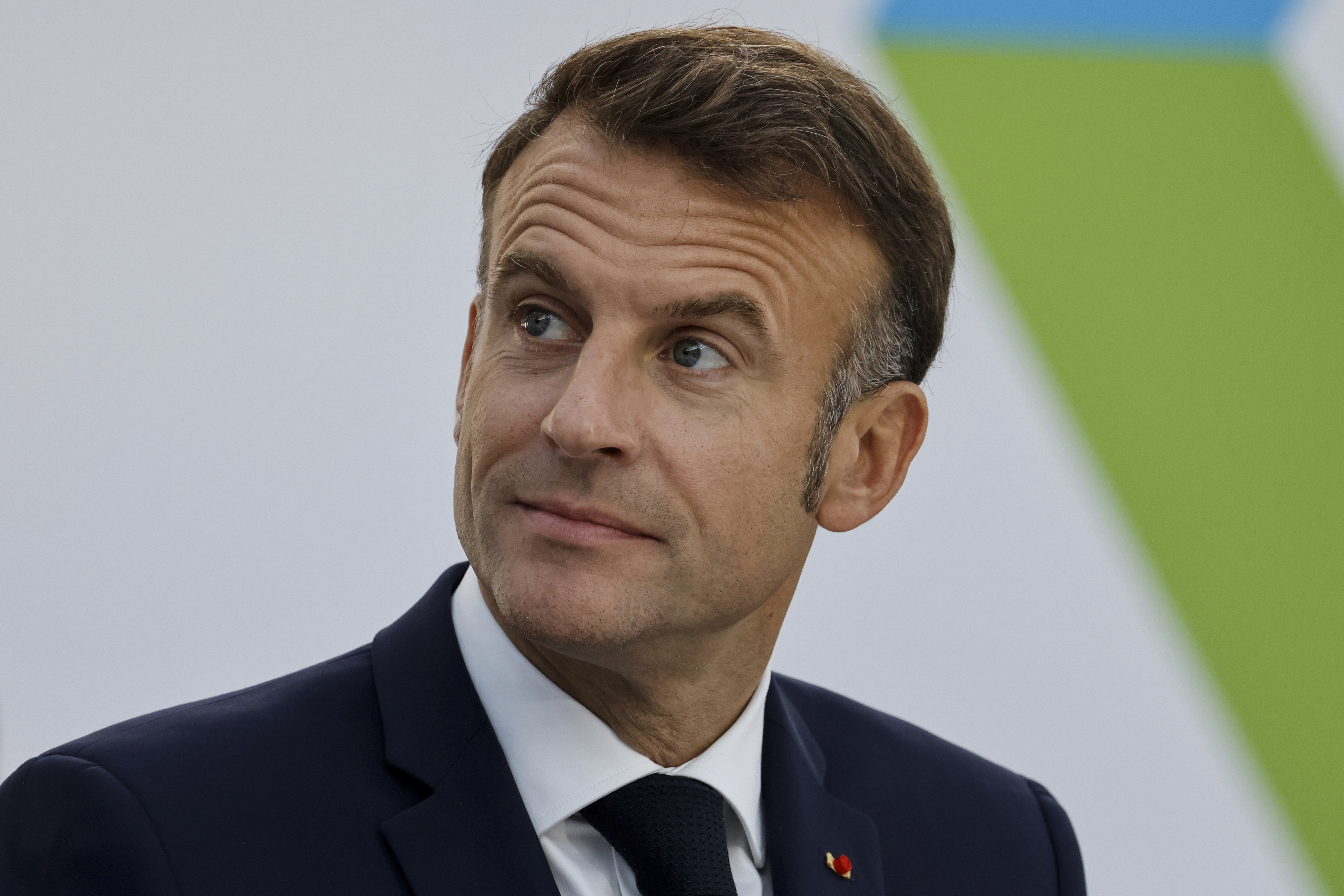 French president Emmanuel Macron attends the first working session of the 19th Francophonie Summit, at the Grand Palais in Paris, Saturday, Oct. 5, 2024. (Ludovic Marin/Pool via AP)