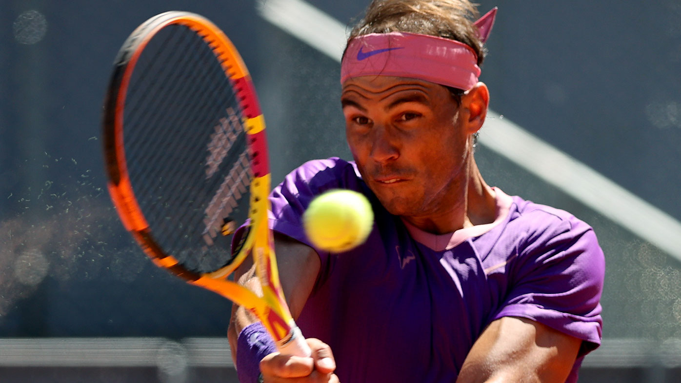 Rafael Nadal during his win over Alexei Popyrin in Madrid.