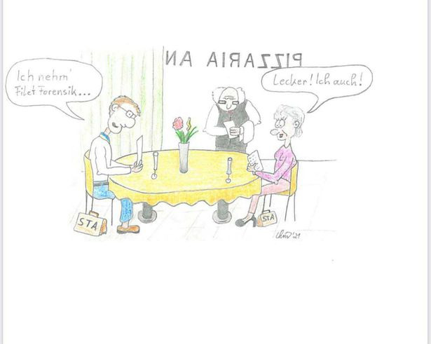 Christian Brueckner's letter, which was dated May 8 and publilshed by German tabloid Bild, reportedly included a drawing of two prosecutors ordering 'filet forensics' at a restaurant.