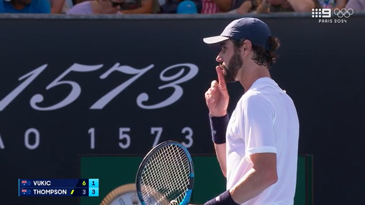 Thompson told the crowd to be quiet during his match against Vukic.