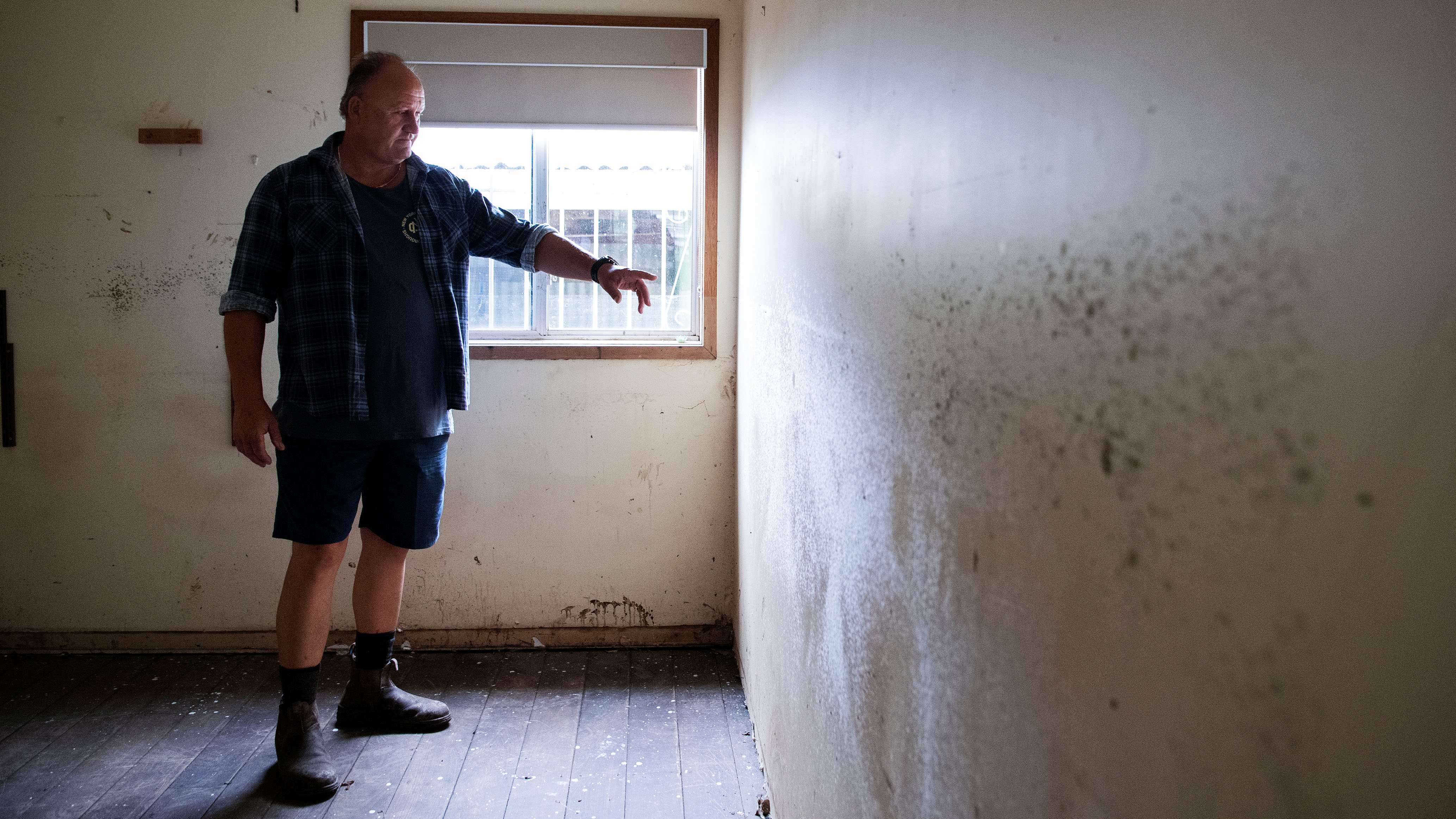 Mould in a flood-hit home in Coraki, northern NSW.