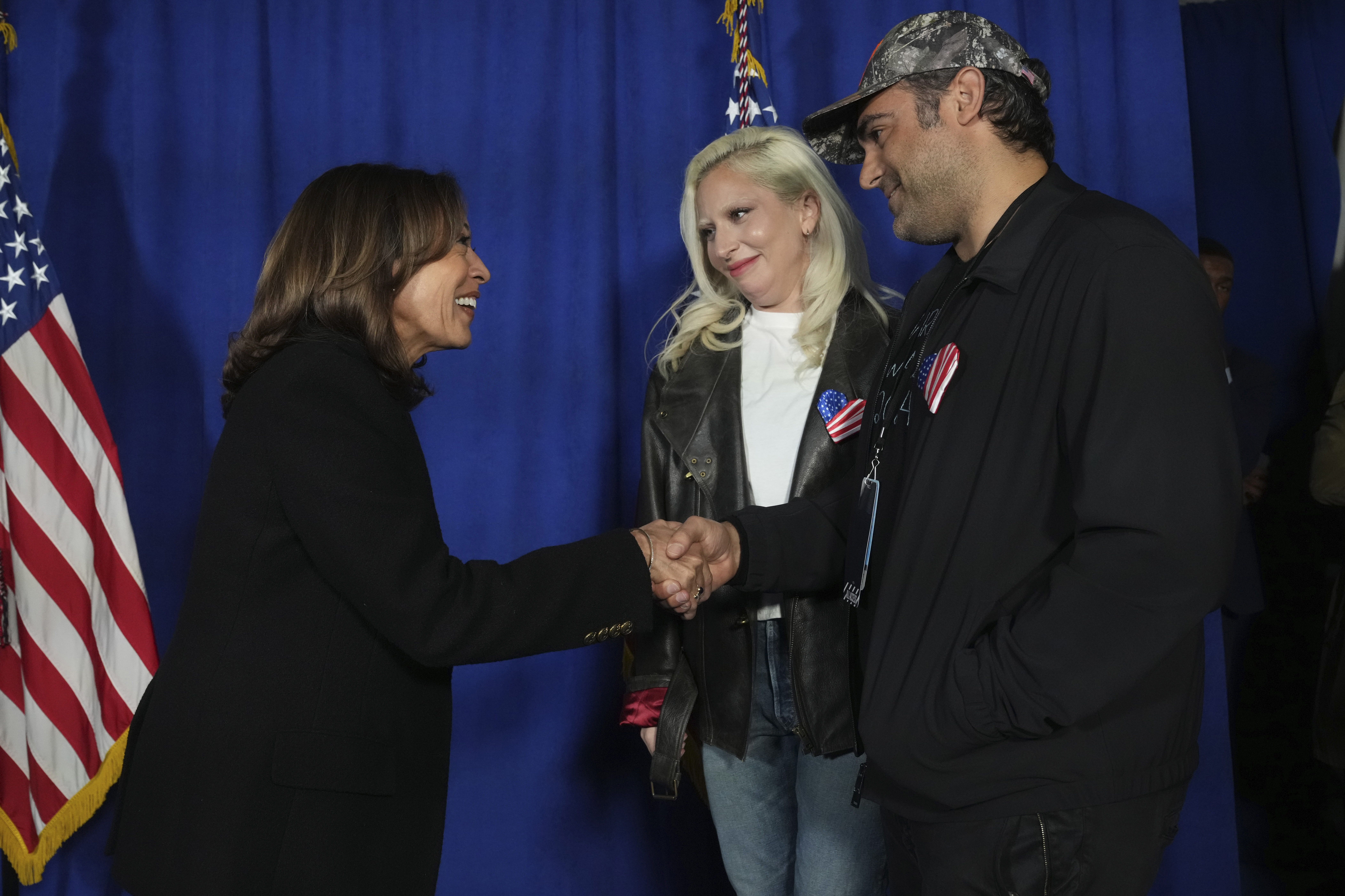 Lady Gaga with Kamala Harris outside rally in Philadelphia, November 4 2024