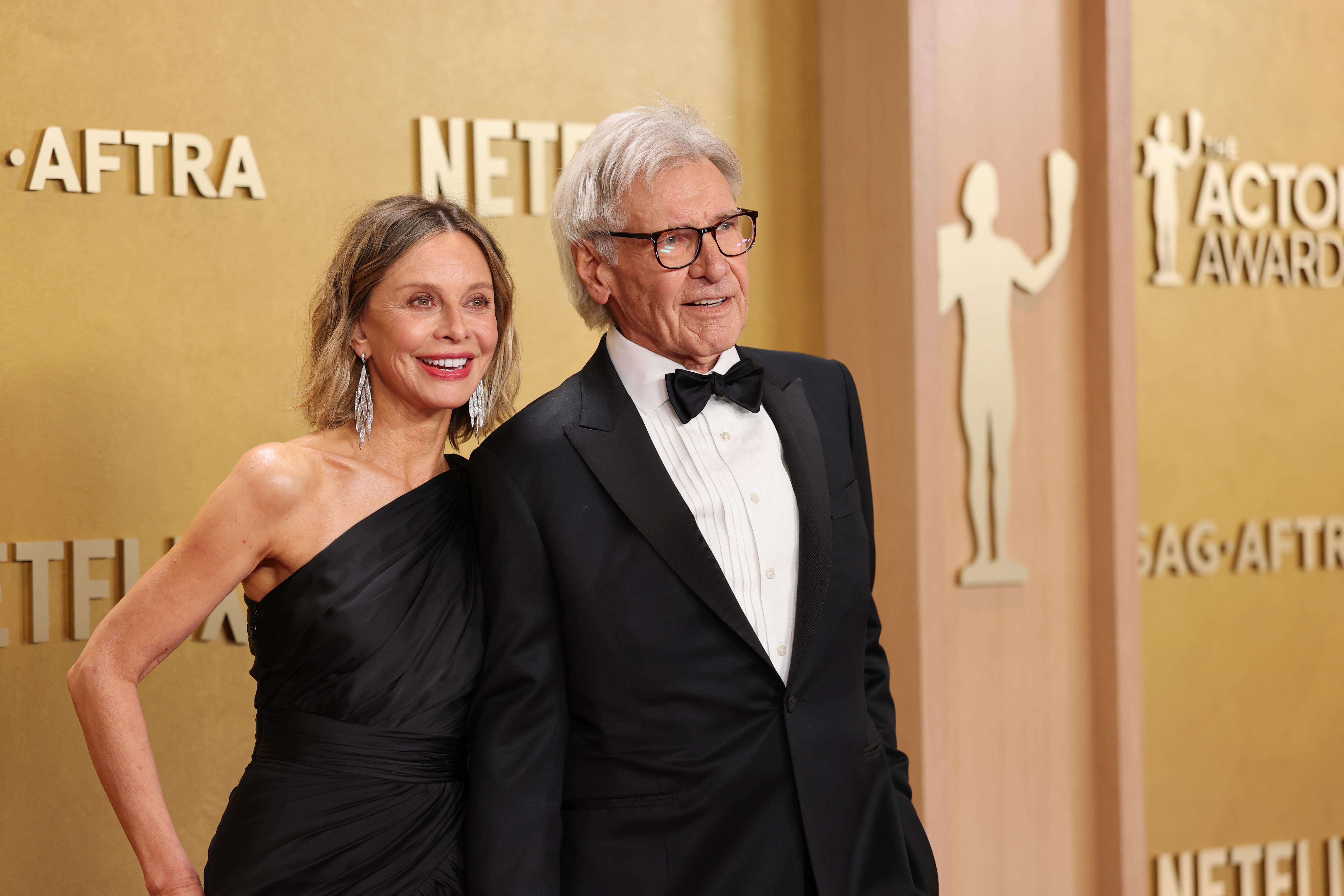 Calista Flockhart and Harrison Ford attend the 32nd Annual Actor Awards at Shrine Auditorium and Expo Hall on March 01, 2026 in Los Angeles, California. 