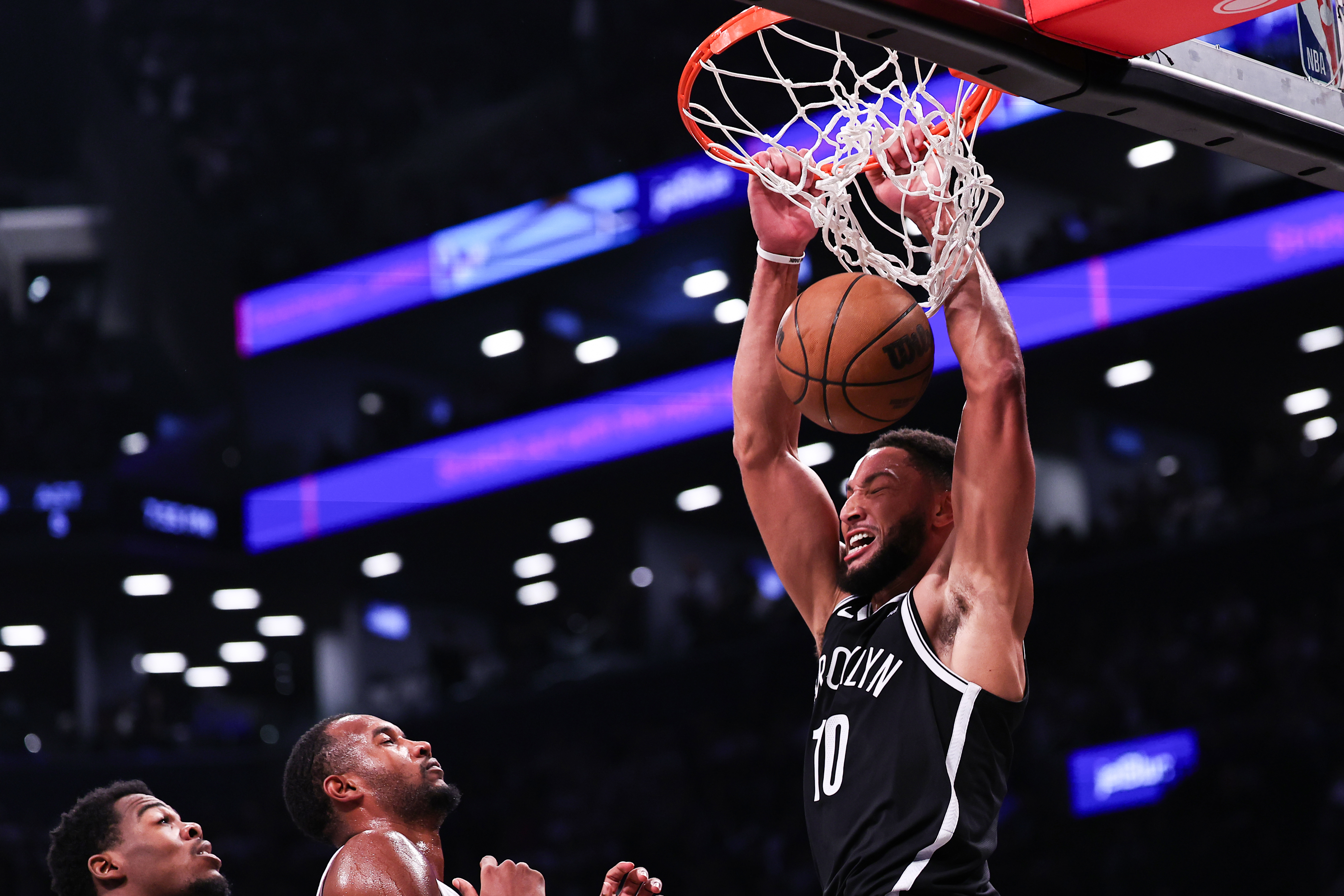 Ben Simmons of the Brooklyn Nets dunks the ball.