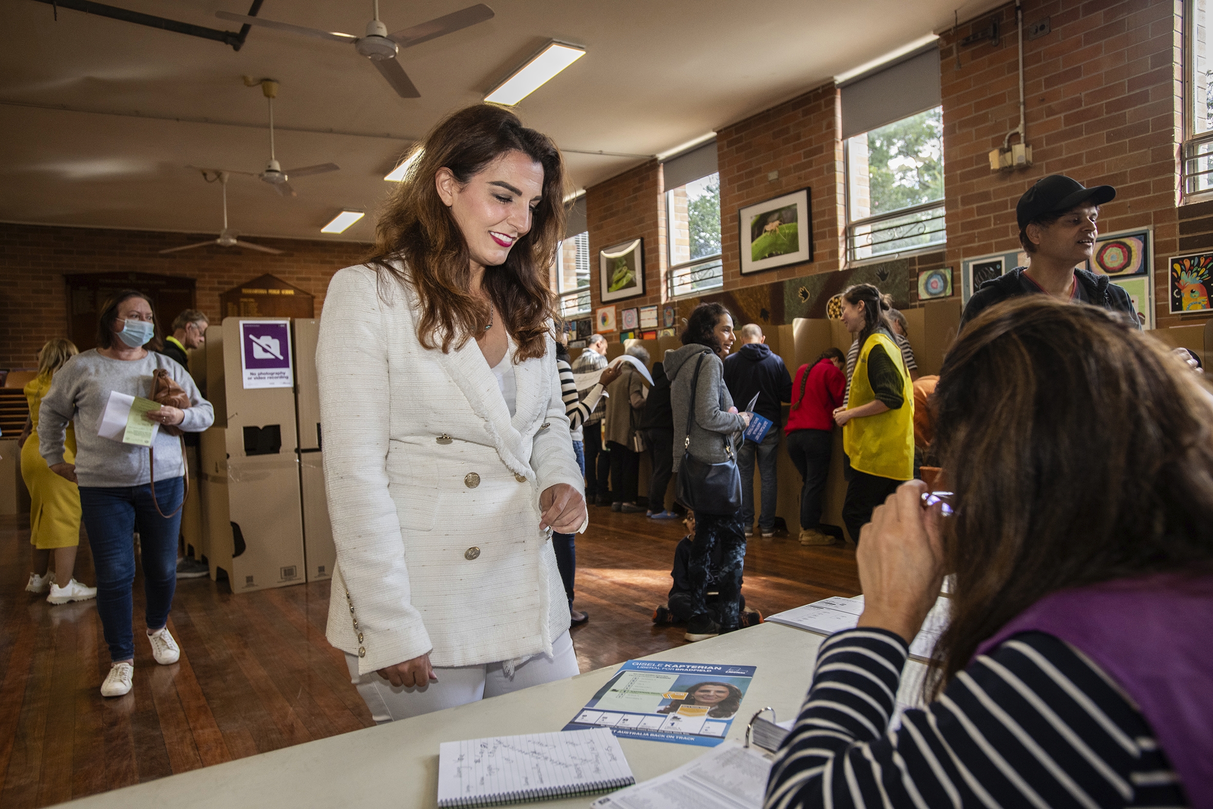 Gisele Kapterian at a voting place during the 2025 federal election.