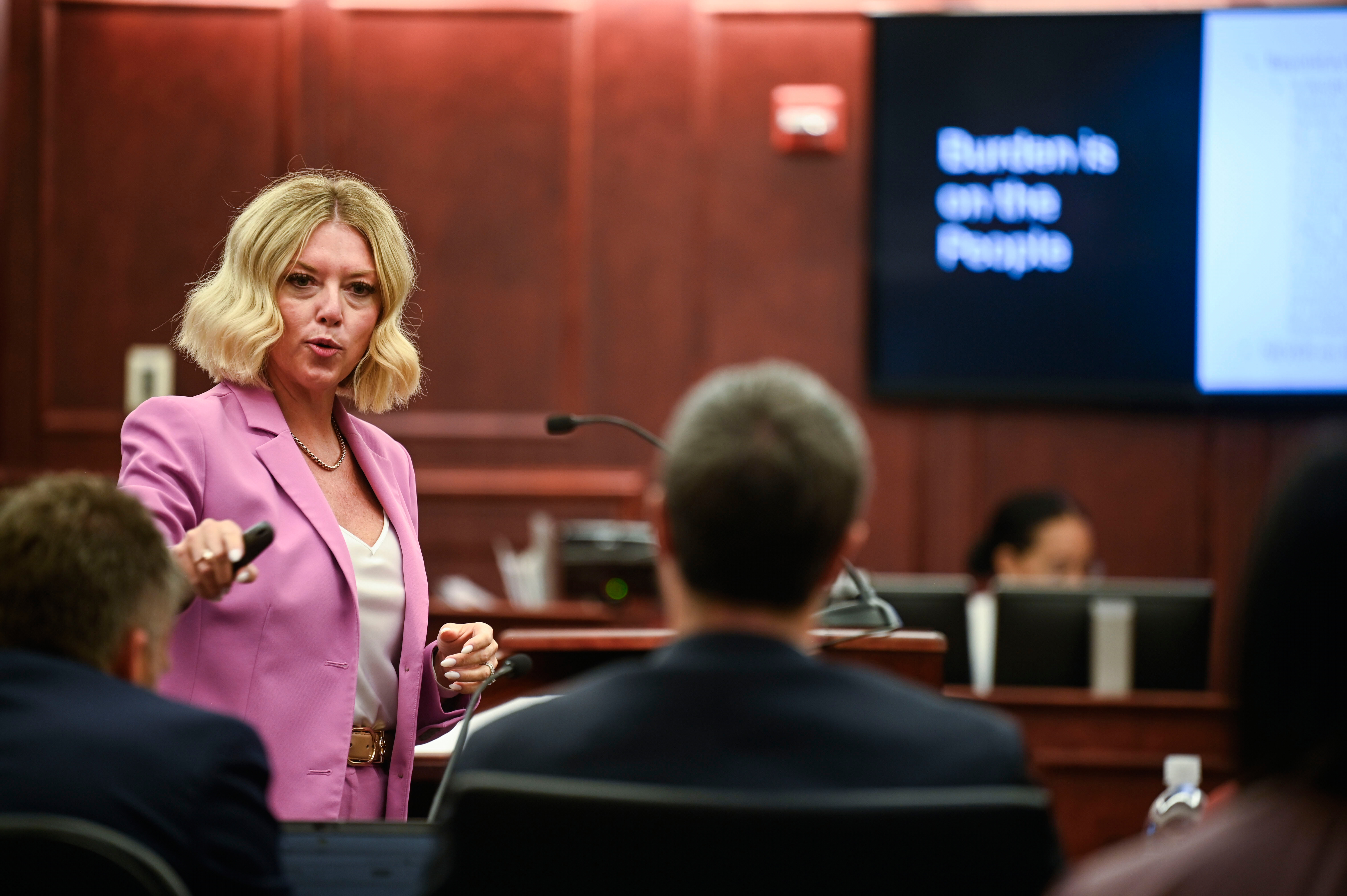 Ashley Whitham, a lawyer for the defence, delivers her opening arguments during the murder trial for James Craig, accused of killing his wife, at the Arapahoe District Court, Tuesday, July 15, 2025, in Centennial, Colo. (Stephen Swofford via Denver Gazette, Pool)
