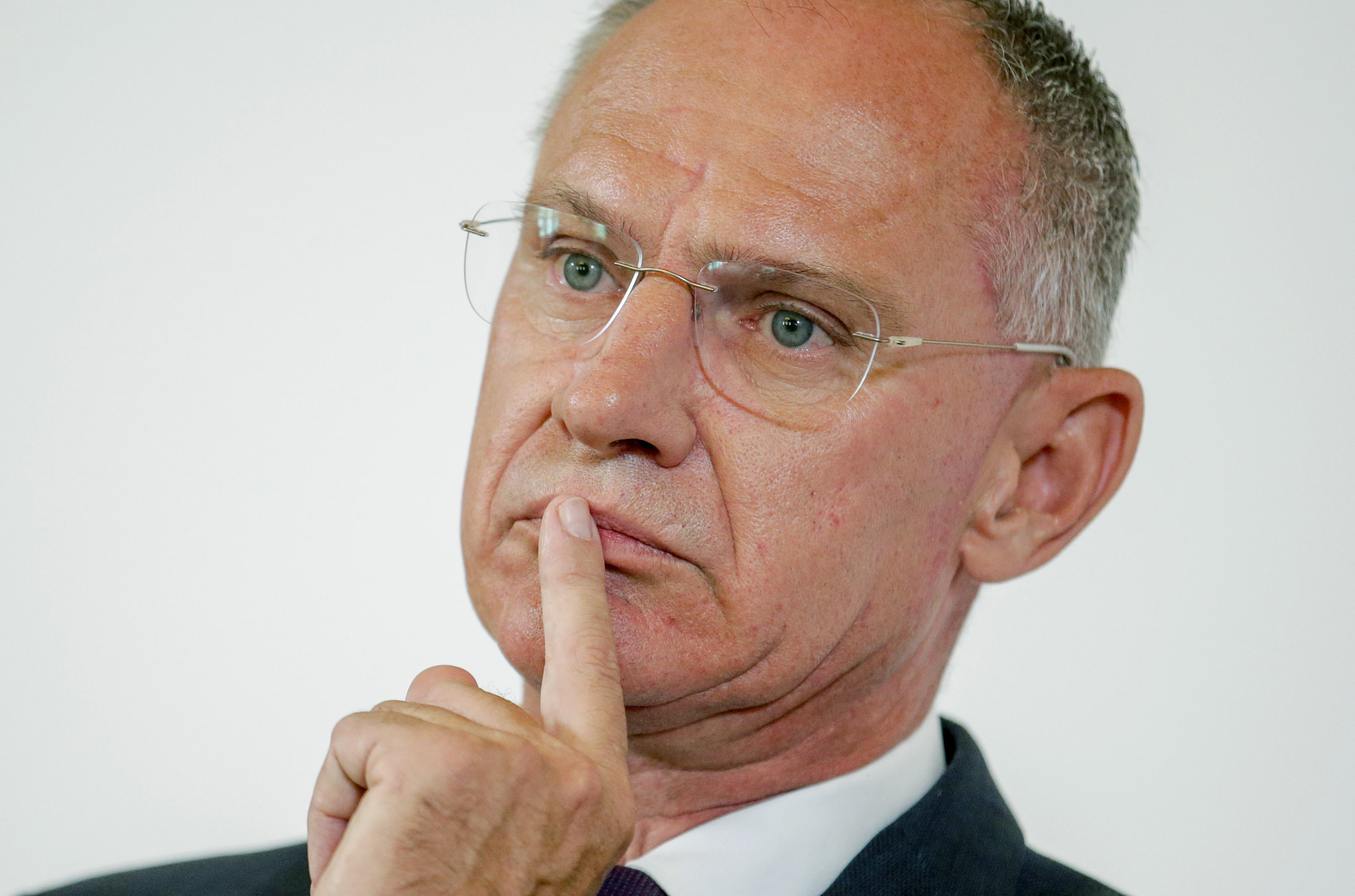 Austrian Interior Minister Gerhard Karner attends a press conference in Vienna on Thursday, Aug.8, 2024. 