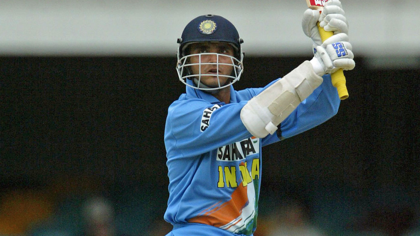 Indian captain Sourav Ganguly in action during the One Day International cricket match between India and Zimbabwe at The Gabba in Brisbane, Queensland (Photo: January 2004)