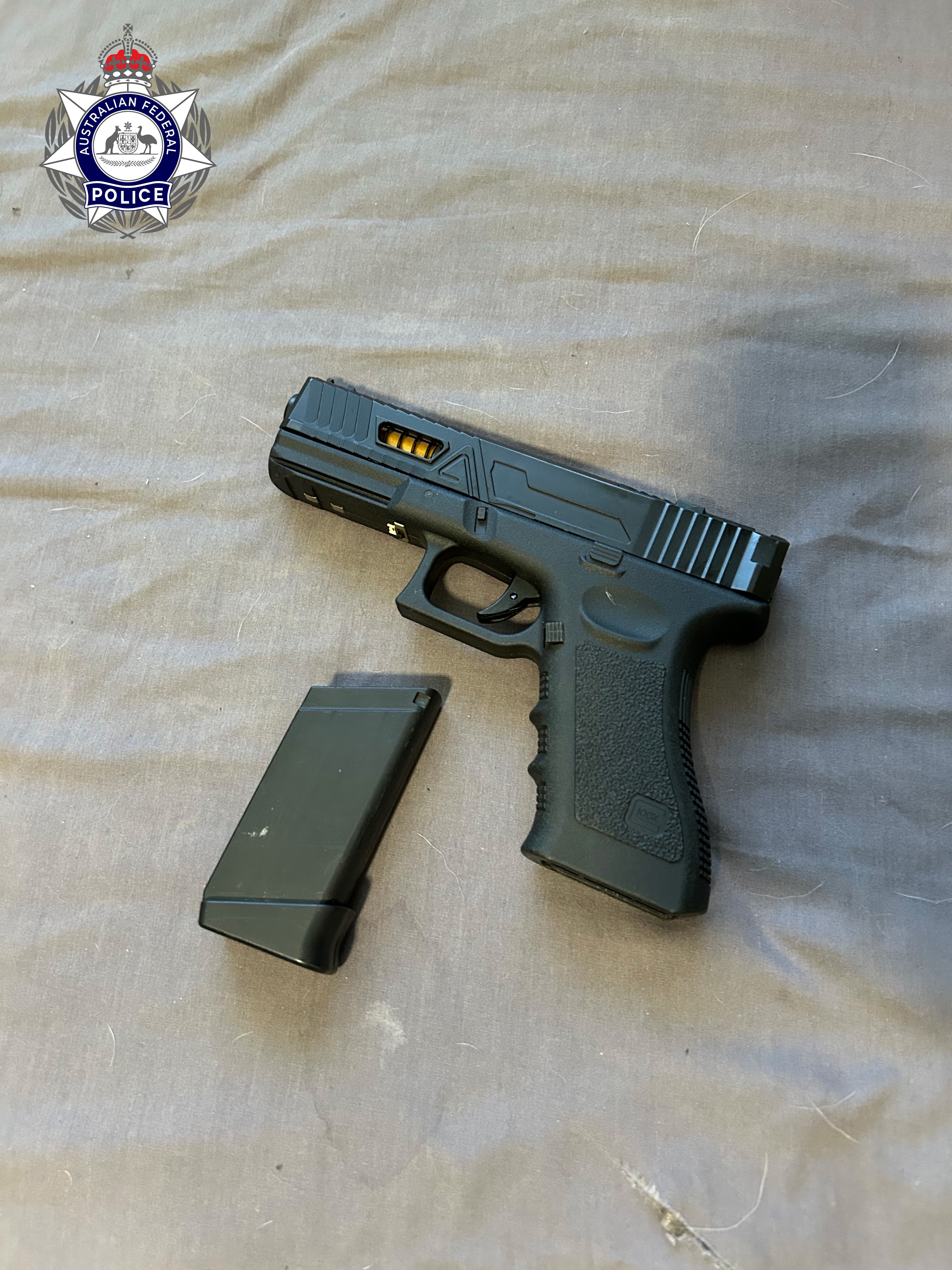 An illegal pistol was found during the search of a New South Wales home.