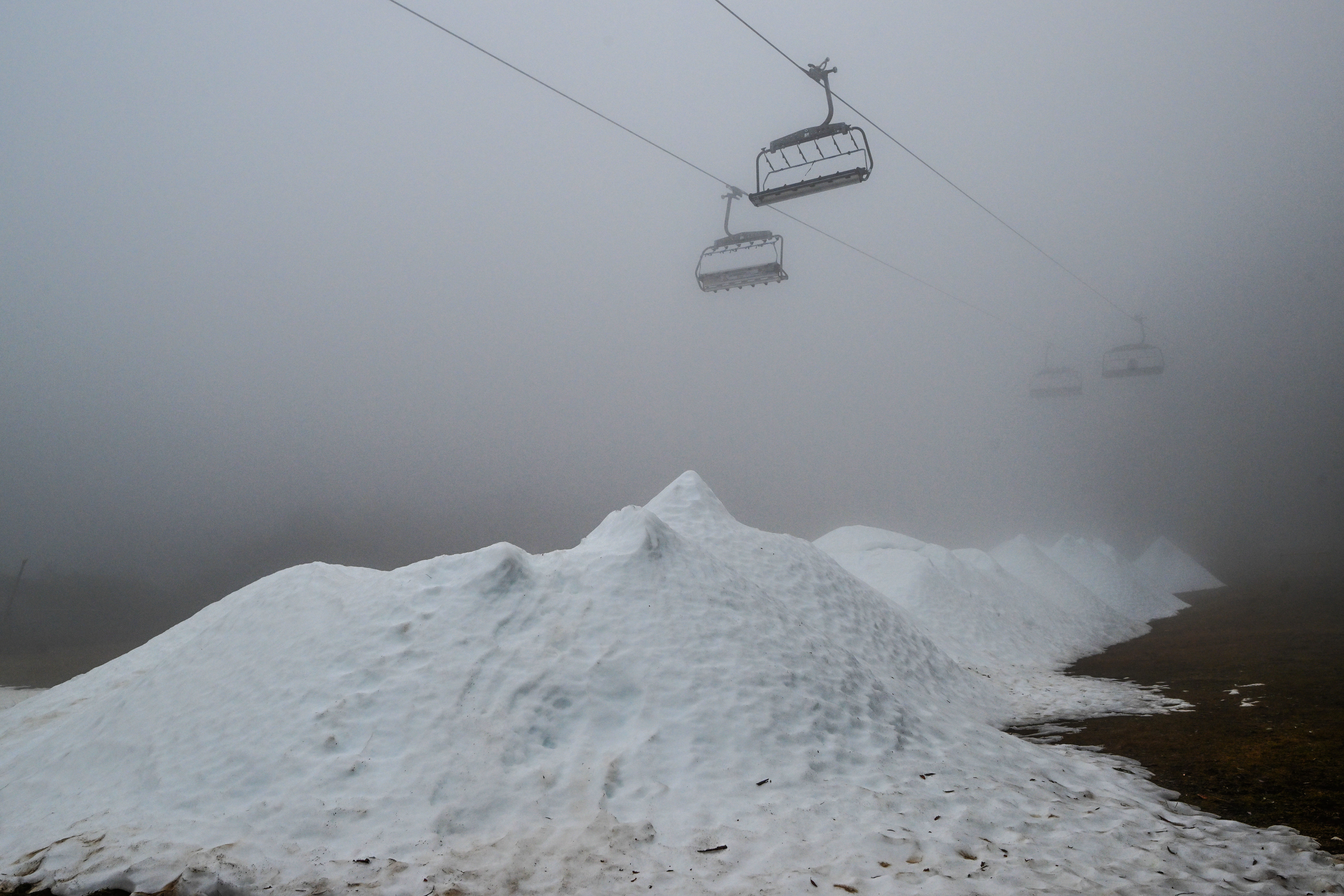 Mt Buller is getting ready for the opening of the ski season by making snow with portable snow factories . 5th June 2023, The Age news Picture by JOE ARMAO