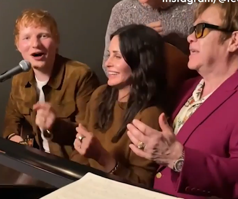 Courtney Cox, Elton John and Ed Sheeran team up for 'Tony Danza' tribute to Lisa Kudrow.