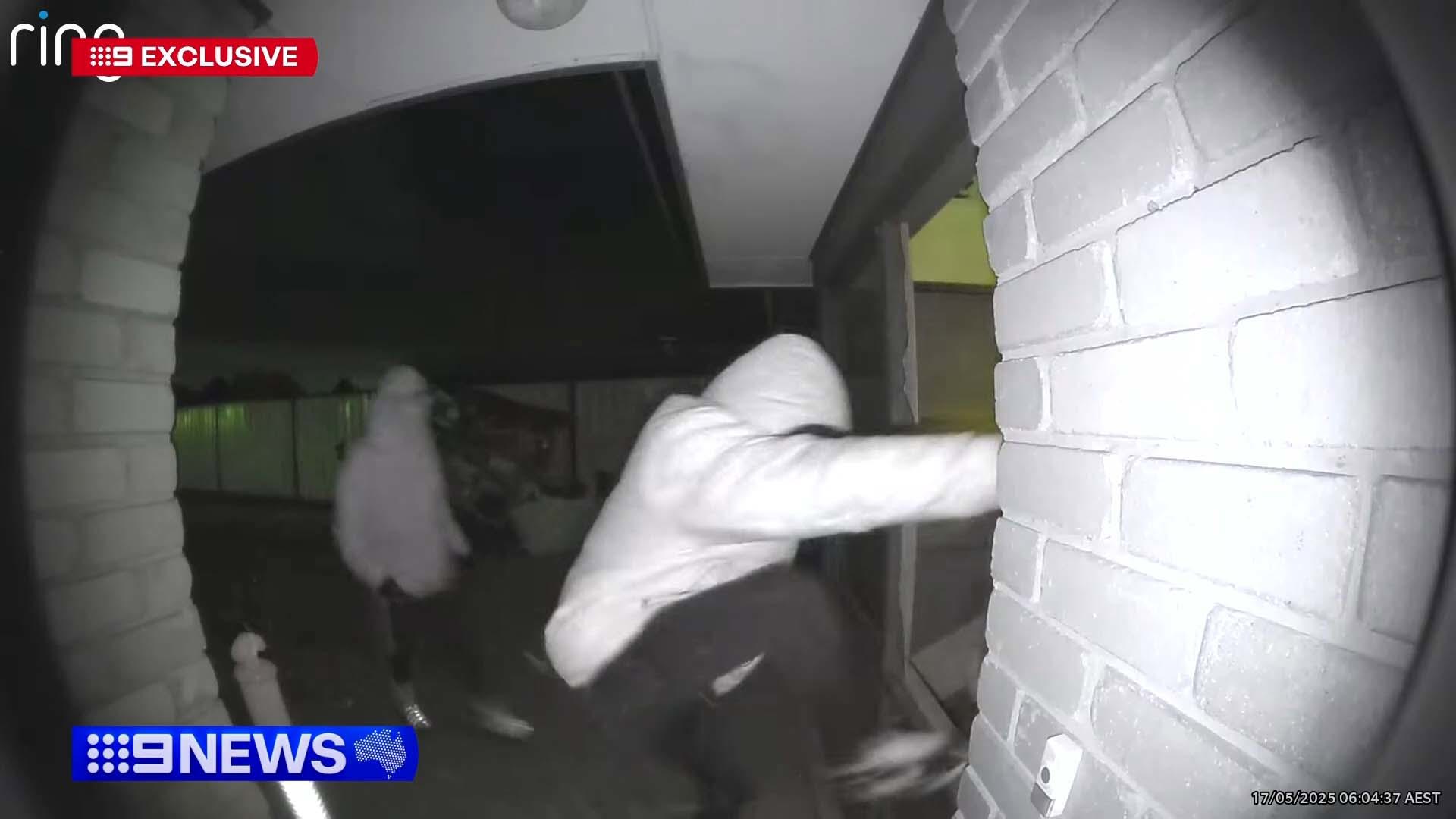 A Melbourne man has told of his terror as armed thugs threatened to shoot him after smashing their way into his home.