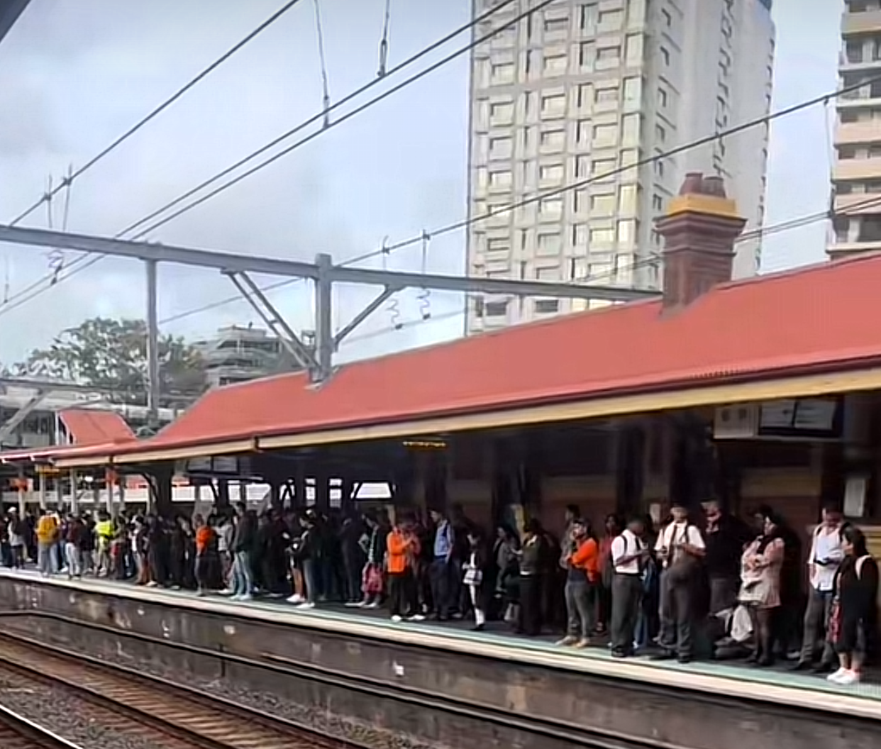 Crowds at Strathfield station.