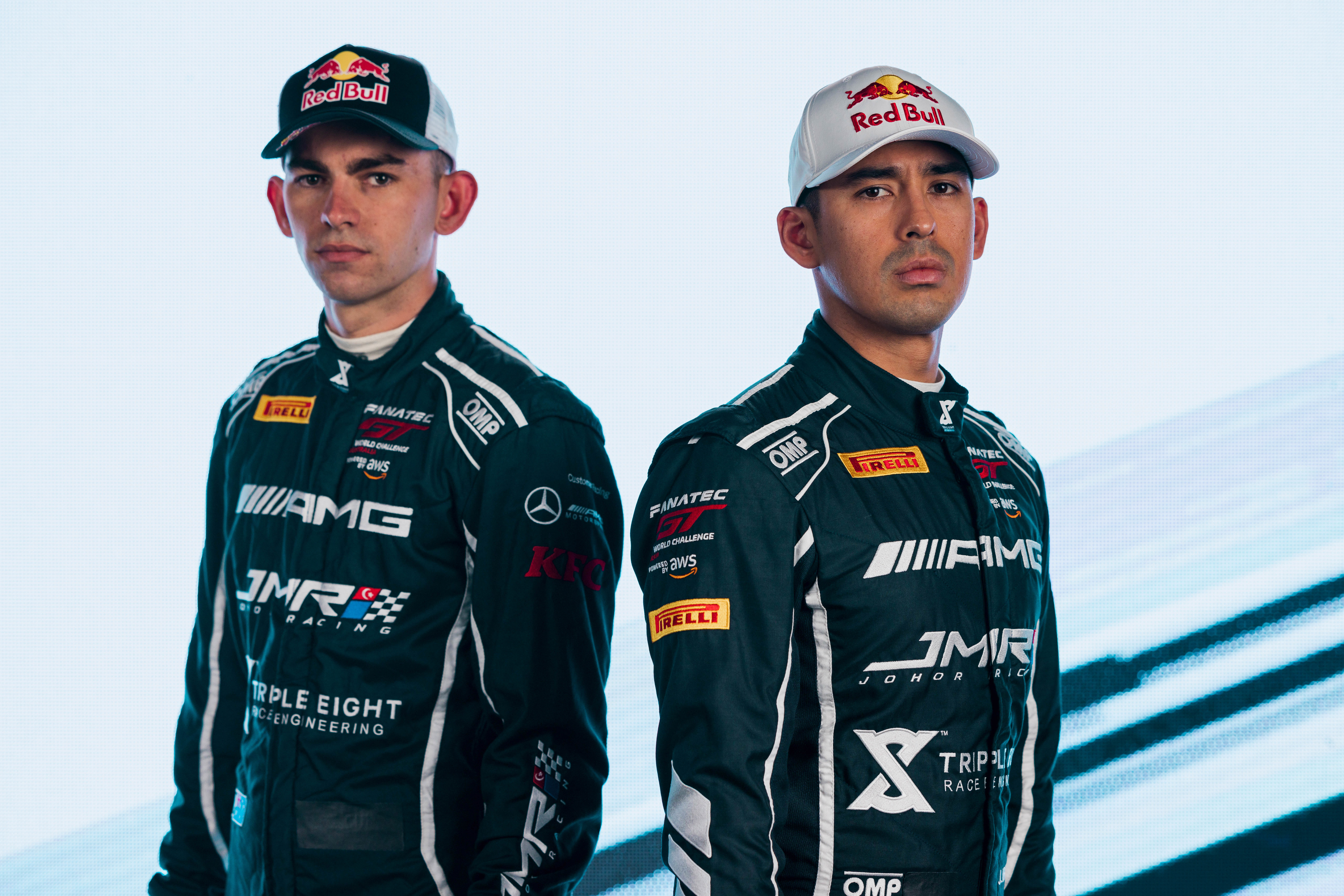 Supercars race winner Broc Feeney (left) with Prince Jefri Ibrahim of Johor.