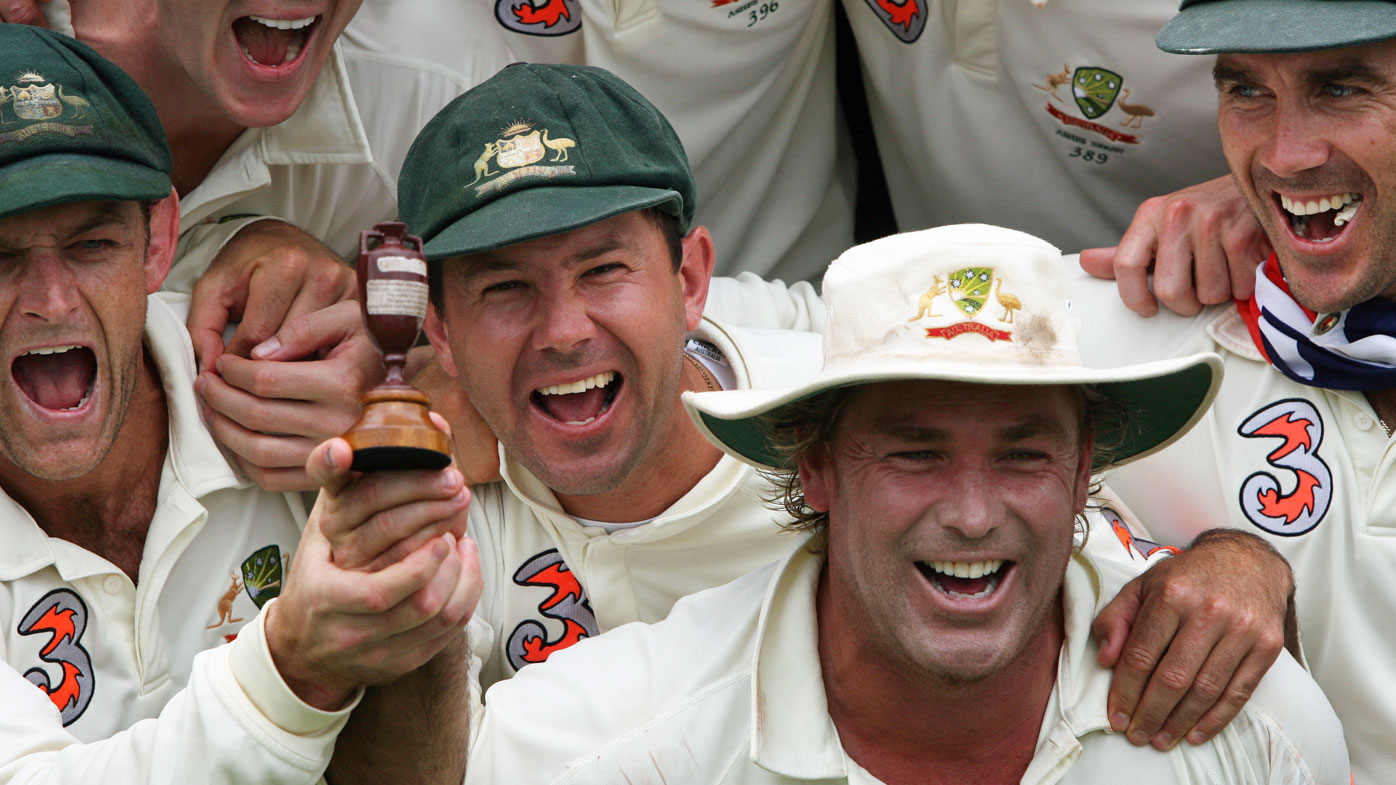 Warne, Ponting, Gilchrist, Langer celebrate winning the Ashes in 2006