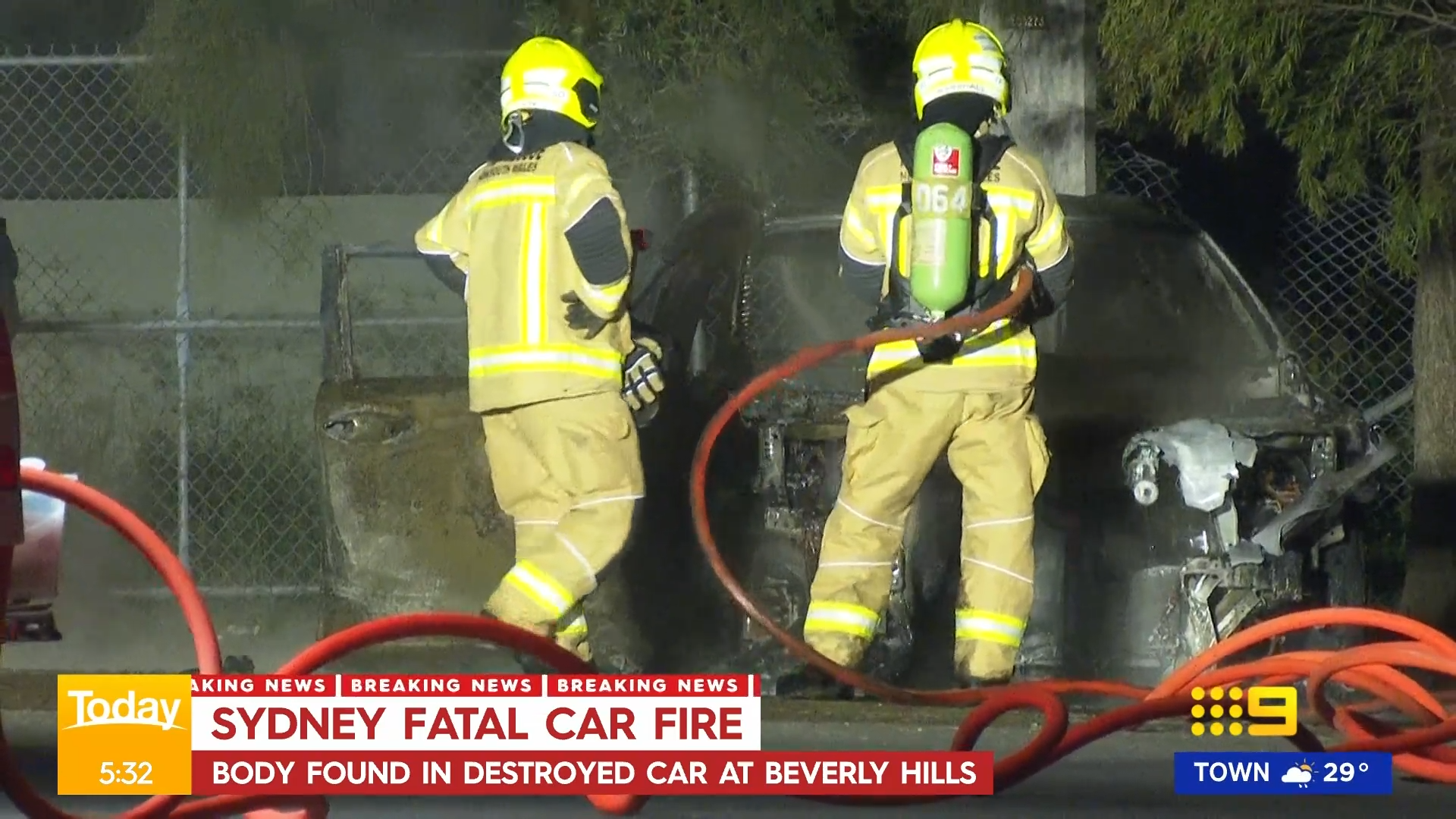 Police were called to Welfare Avenue in Beverly Hills just before 11.30pm following reports of a car fire. 