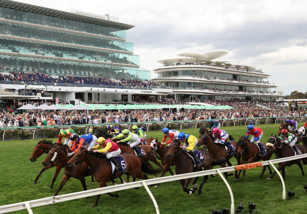Ben Allen rides Electric Impulse to win race 6, the Melbourne Cup Carnival Country Final during Oaks Day at Flemington Racecourse.