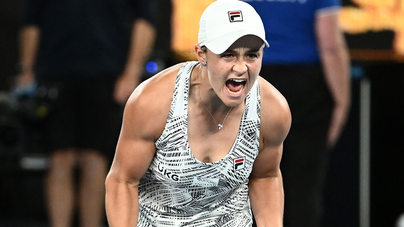 Ashleigh Barty of Australia celebrates match point in her Women's Singles Final match against Danielle Collins 