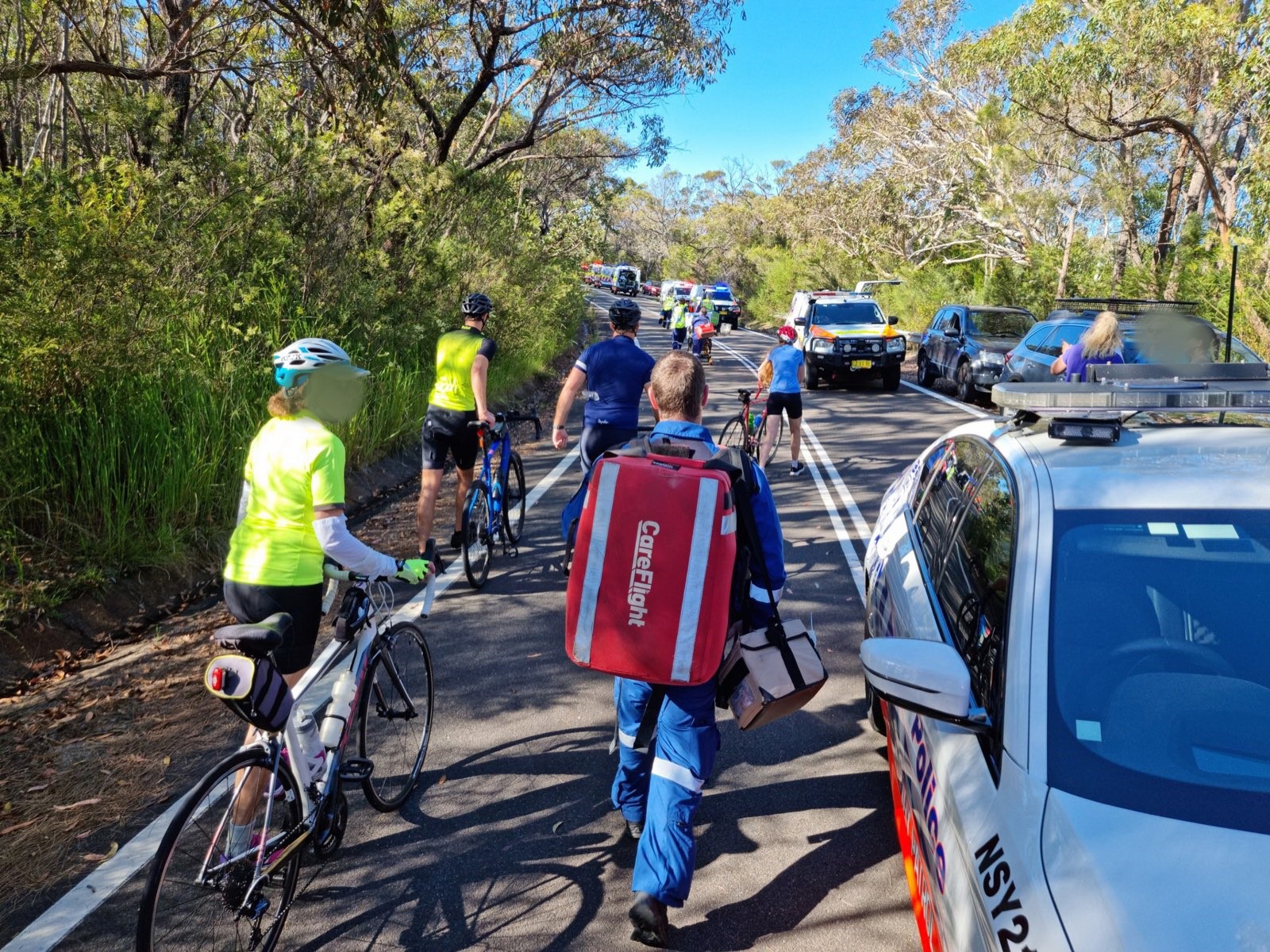 Six injured in bike race Ku-ring-gai National Park, Sydney.